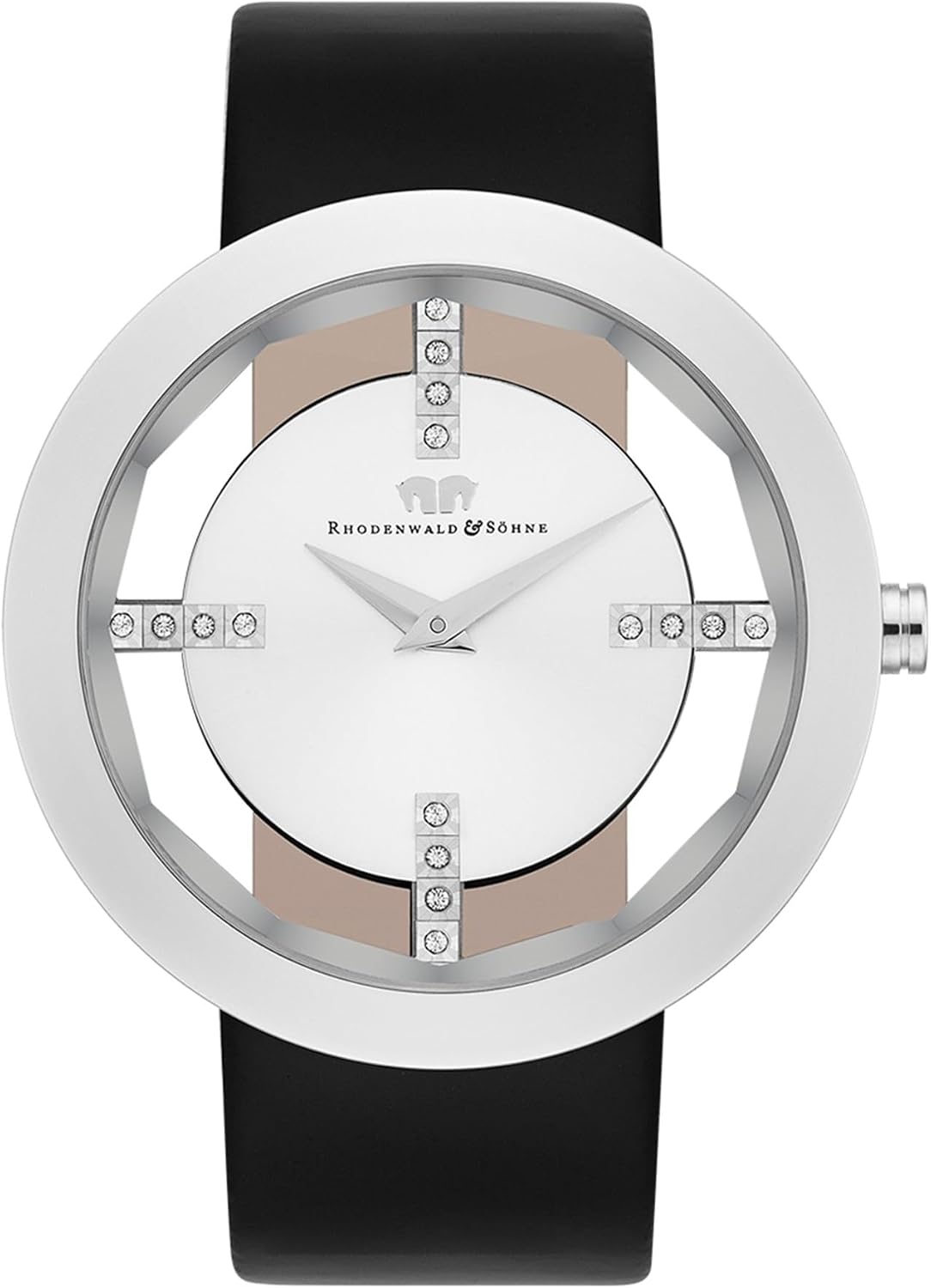 Detalle de Rhodenwald & Söhne 10010014 : montre femme analogique à quartz en acier inox et bracelet cuir