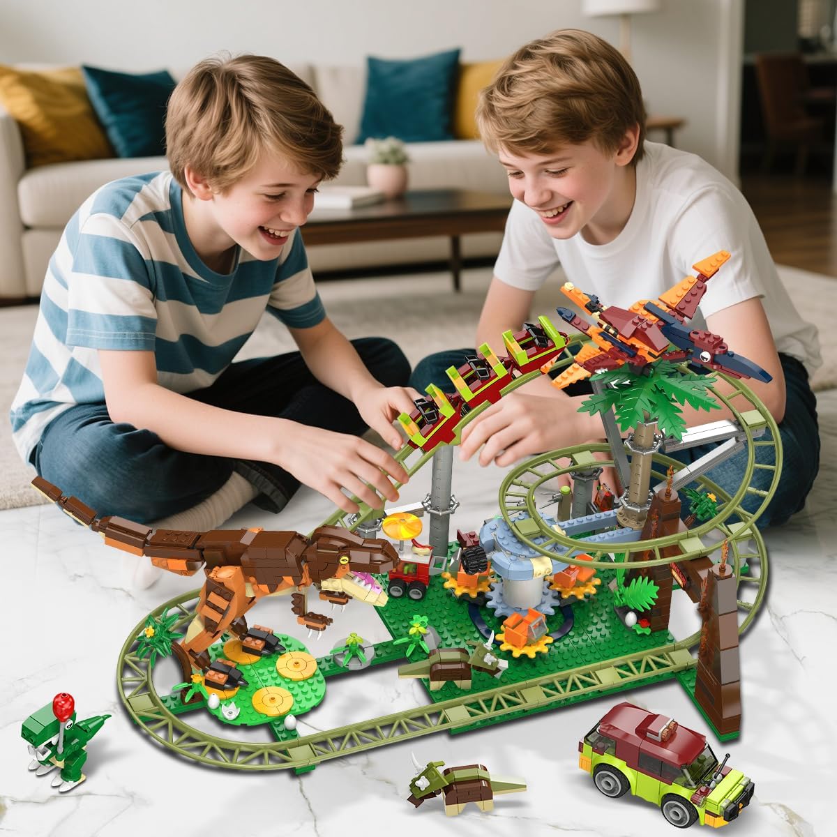 Detalle de HOGOKIDS Dinosaurier Achterbahn 1222 Teile 🧩