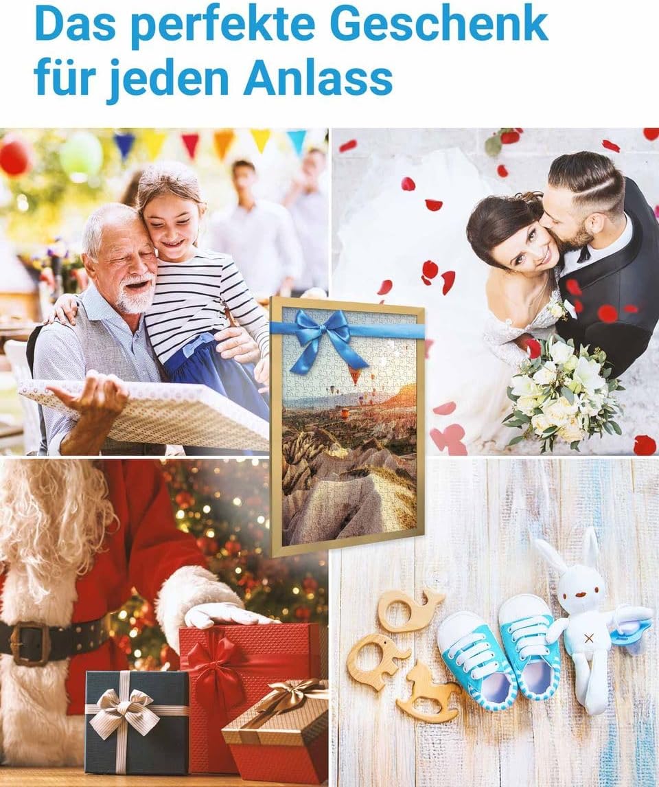 Thumbnail 4 de PHOTOLINI Puzzle-Bilderrahmen 50x70 Gold (50x70 zum Einlegen, Acrylglas) für 500–1000 Teile