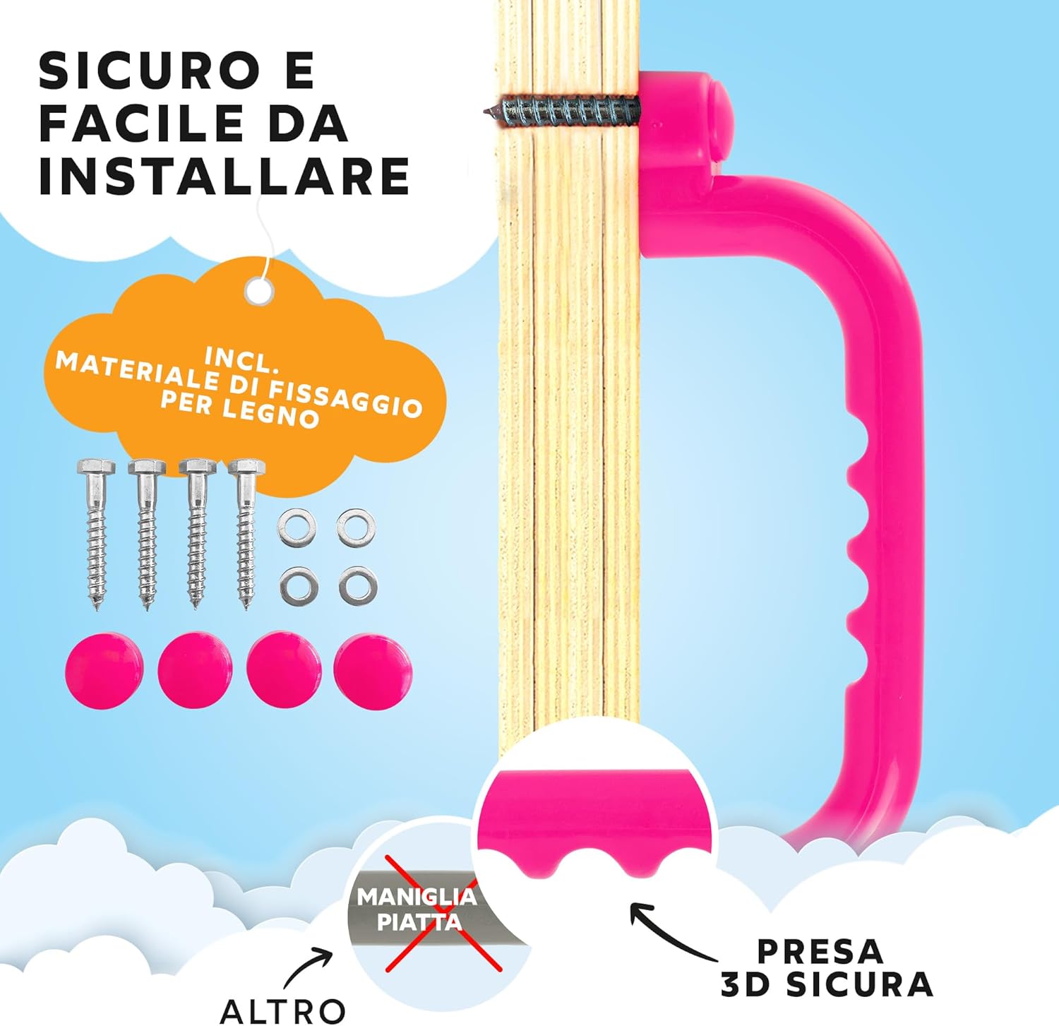 Thumbnail 4 de GO!elements Maniglia di Sicurezza per Parco Giochi – Coppia di maniglie robuste per strutture da arrampicata e casette da gioco