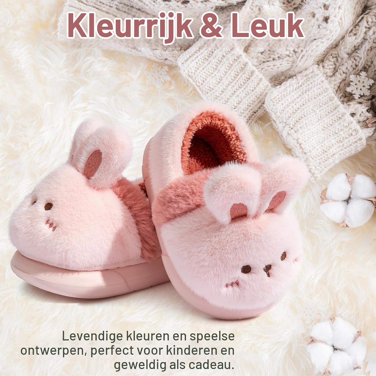 Thumbnail 6 de DRECAGE kindersloffen van zachte pluche met antislip voor binnen