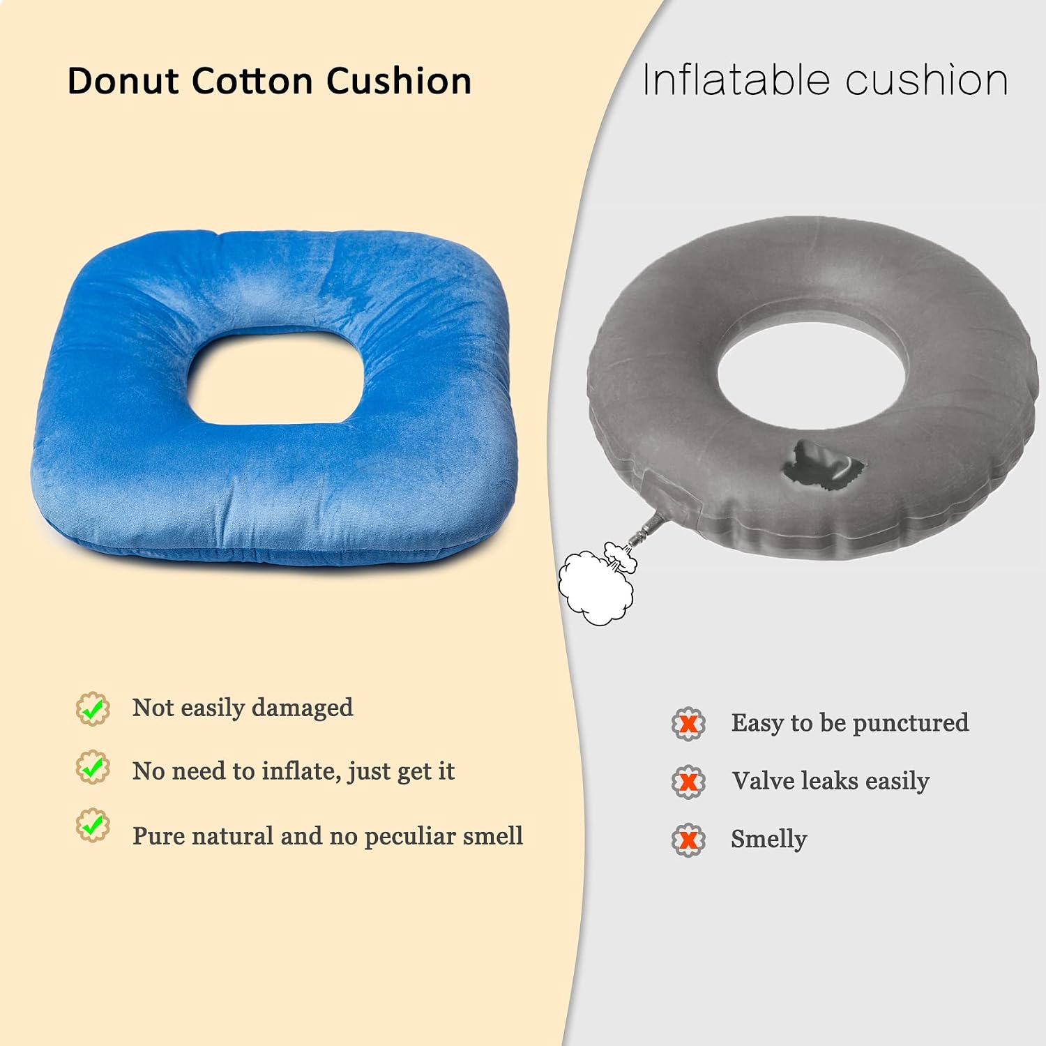 Thumbnail 6 de Hshbxd 1 Donut Pillow, Square Cotton Seat Cushion with Center Opening