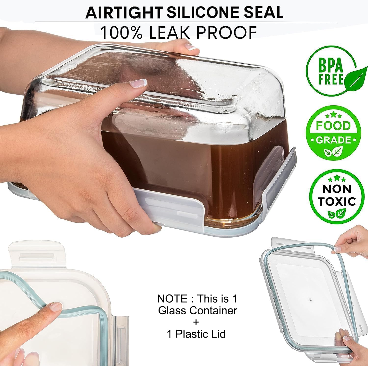 Detalle 2 de Razab 3300 ml Glass Food Storage Container 🍱