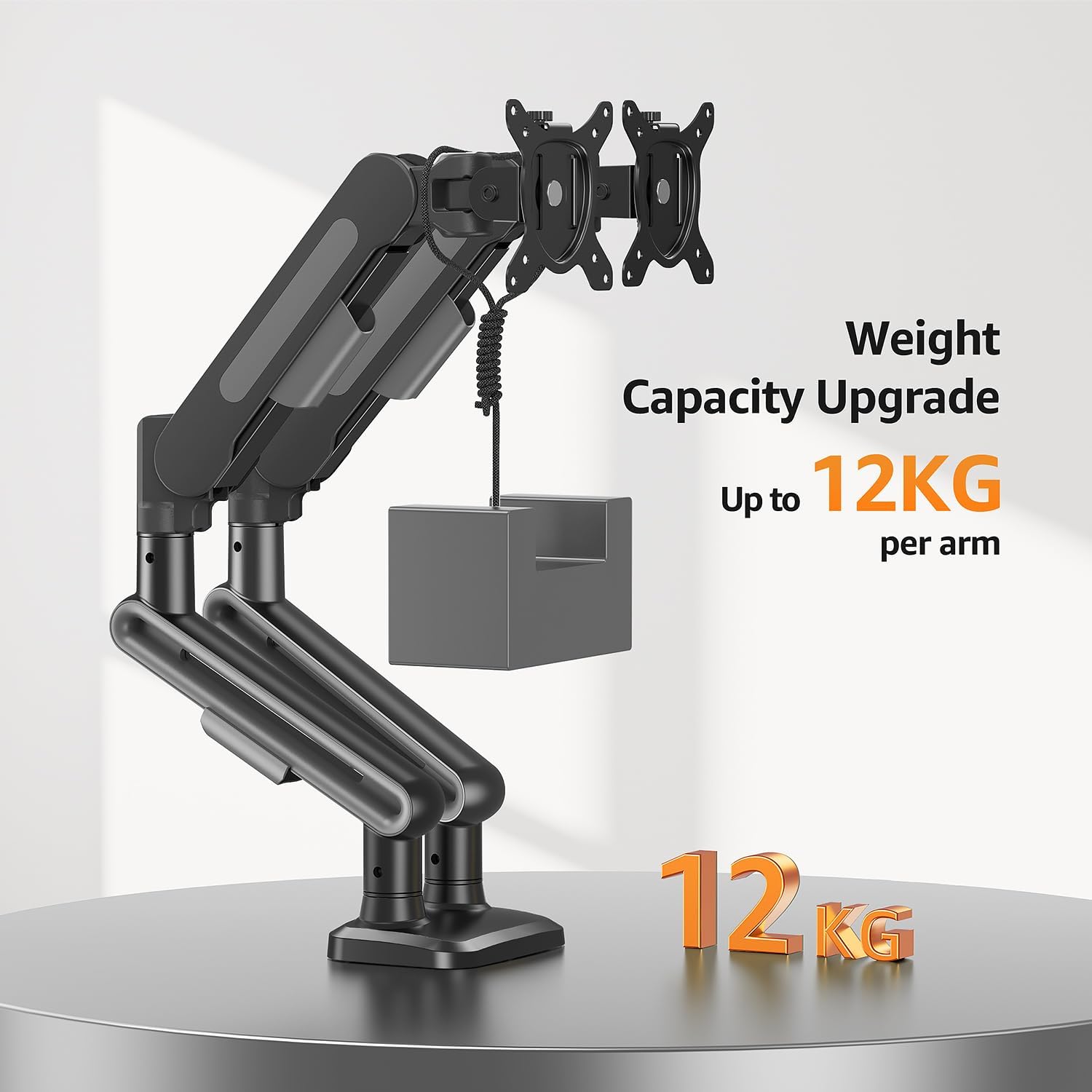 Thumbnail 4 de ELIVED Supporto per monitor doppio per schermi 17–34" fino a 12 kg, VESA 75/100, altezza regolabile e girevole (grigio)