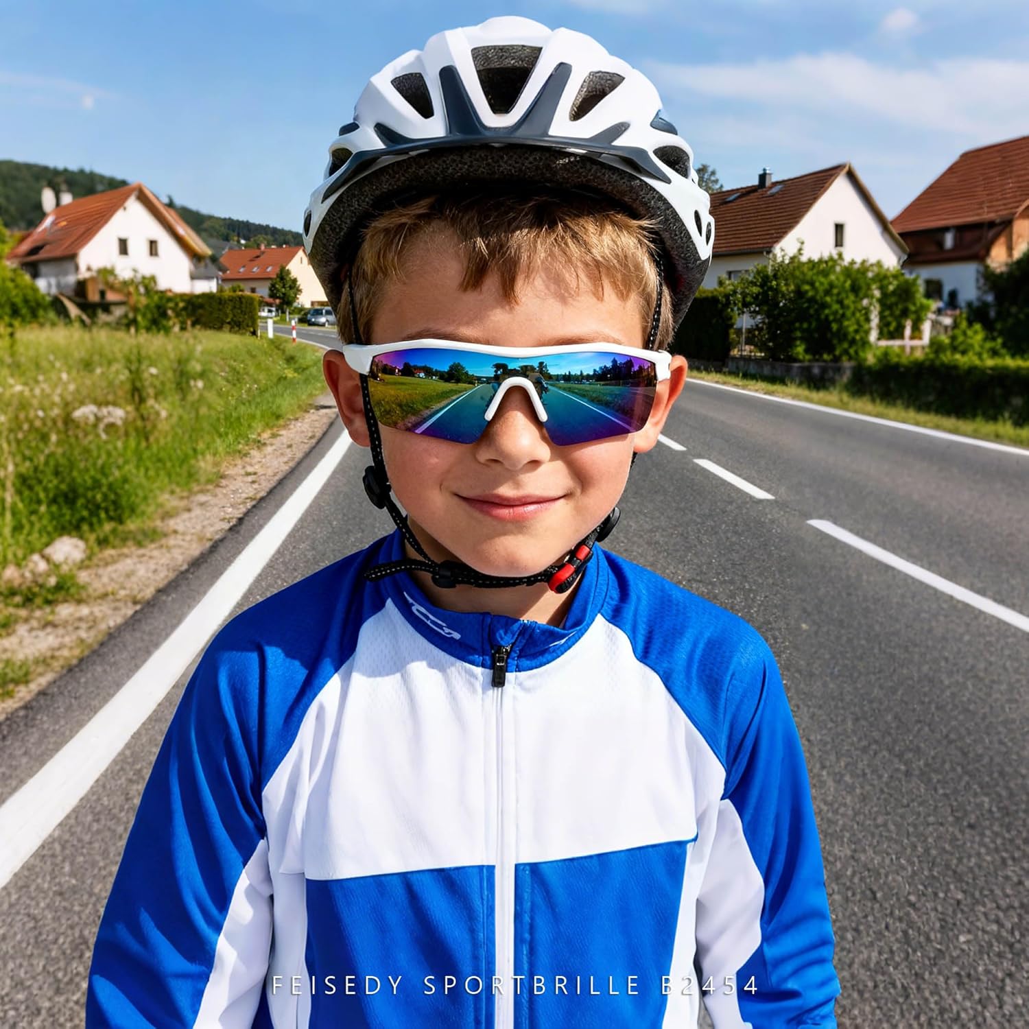 Thumbnail 3 de FEISEDY Occhiali da sole sportivi polarizzati per bambini 5-12 anni con montatura TR90 e UV400