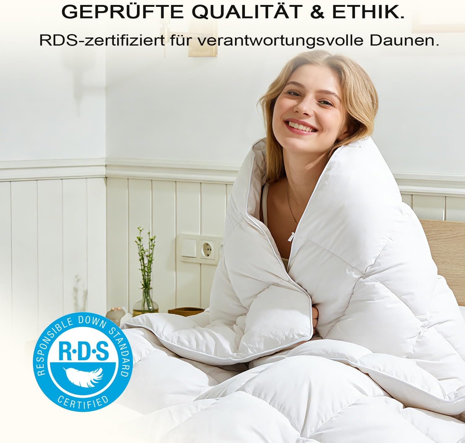 Thumbnail 2 de Winterbettdecke 155x220 Daunendecke extra warm – 1.500 g Füllgewicht, Wärmeklasse 5, RDS-zertifiziert (weiß)