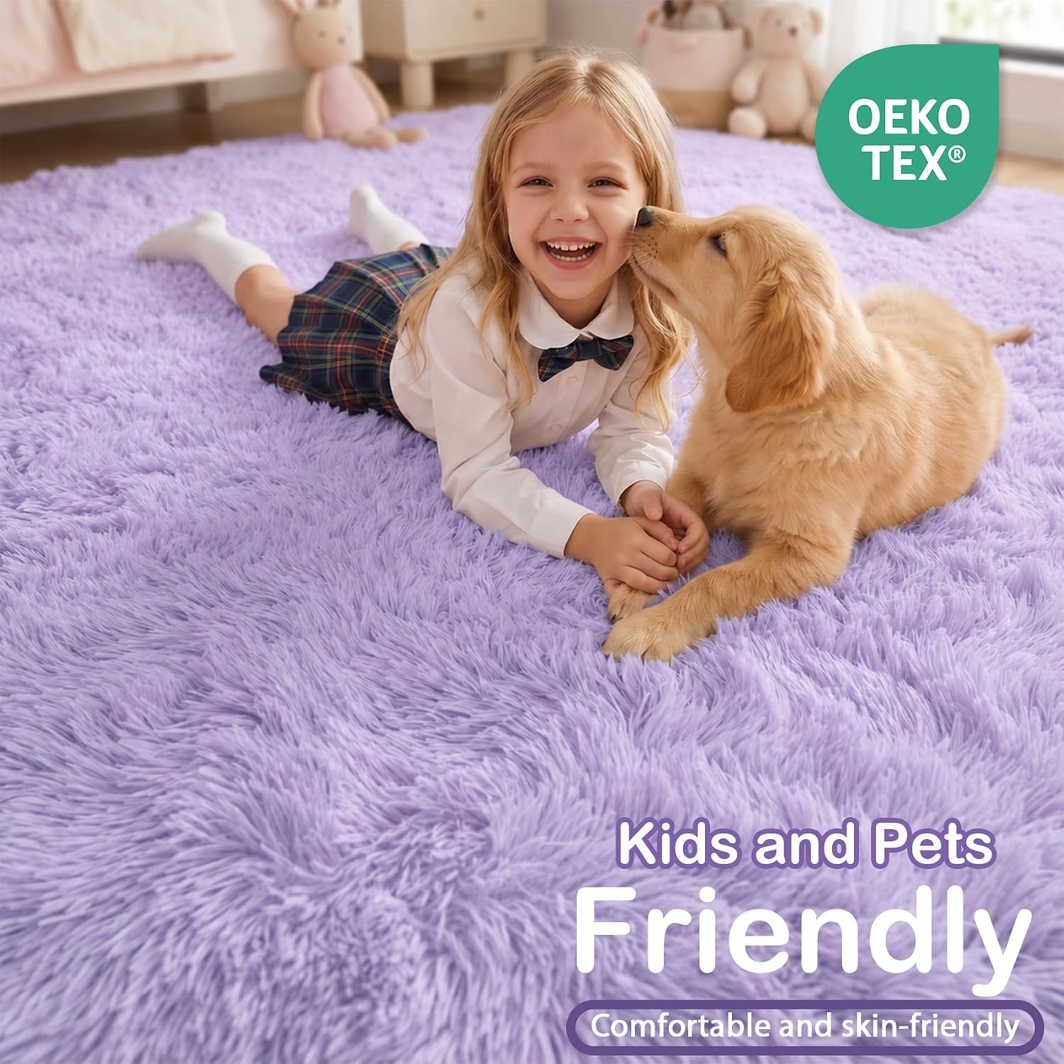 Detalle 1 de PAGISOFE A580 5' x 8' Purple High-Pile Polyester Area Rug