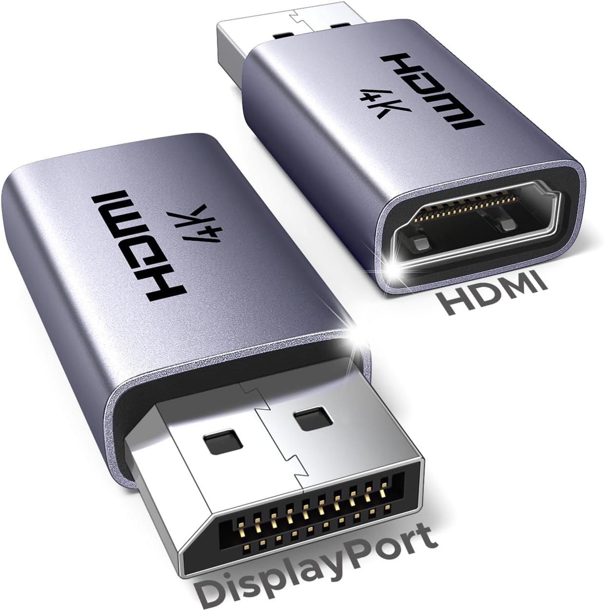 Detalle de UGREEN Adattatore DisplayPort a HDMI (2 pezzi) unidirezionale in alluminio con supporto 4K/1080P