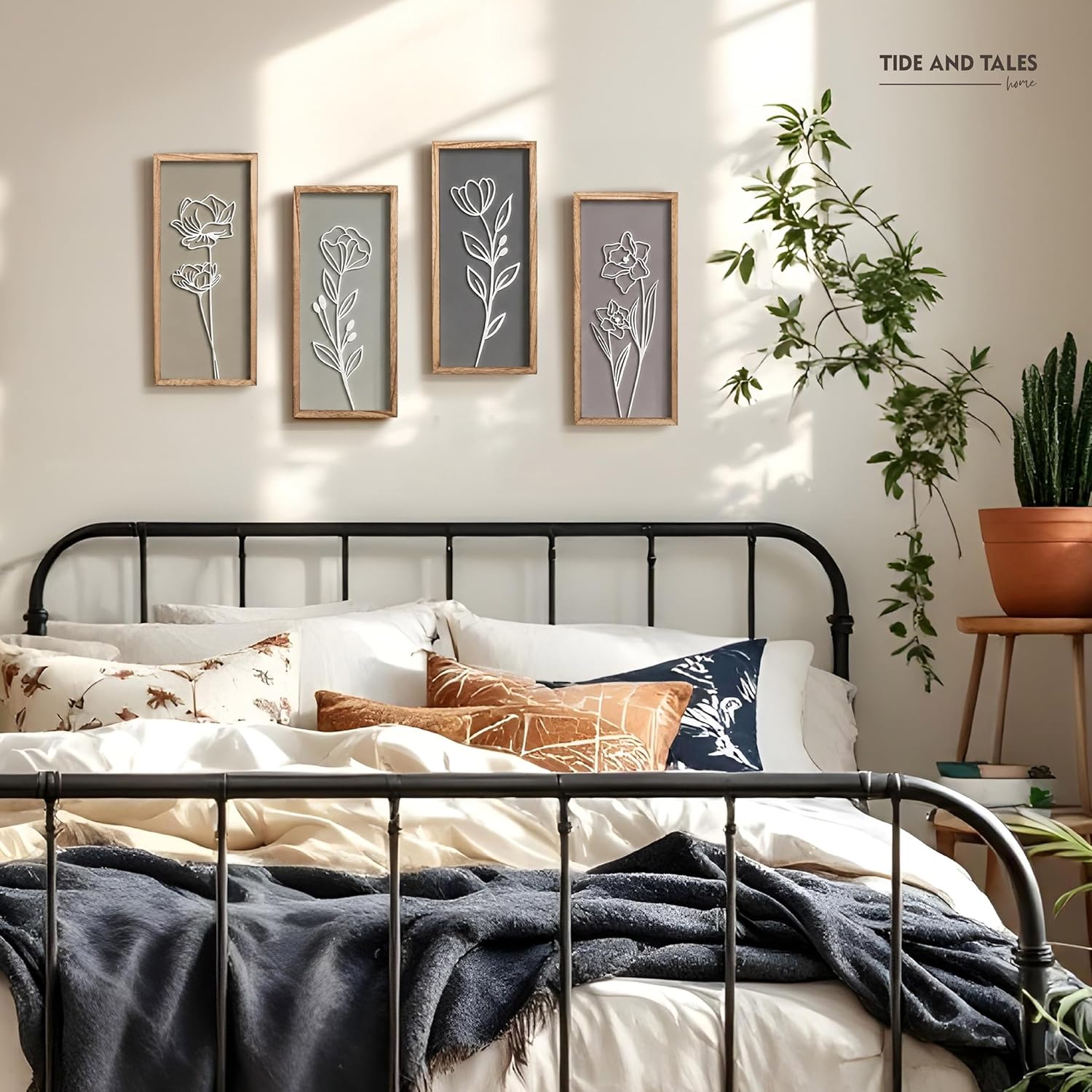 Thumbnail 6 de 3D Wooden Floral Wall Art Set of 4 🖼