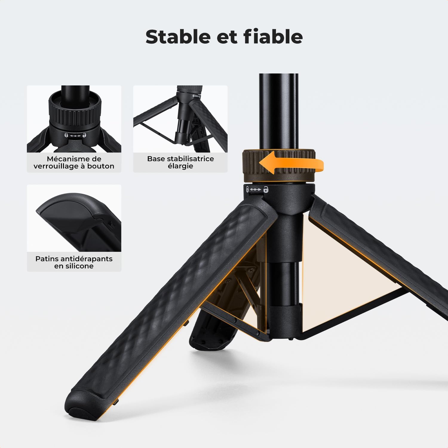 Detalle de K&F CONCEPT MS62 Perche à Selfie 65 cm – Trépied léger et compact pour smartphone et caméra d’action
