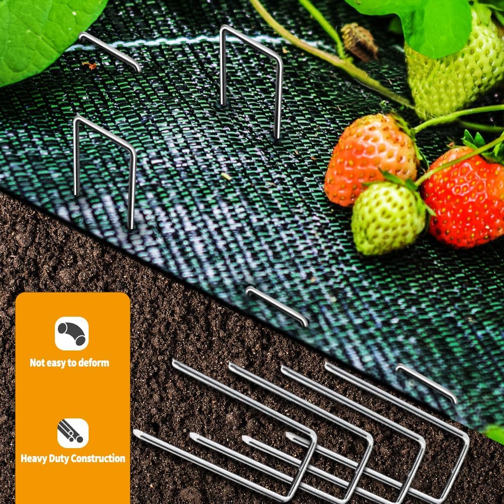 Thumbnail 3 de Garden Pegs 45 Pack: Galvanised 4 inch U-shaped stakes for weed membrane, fabric and more