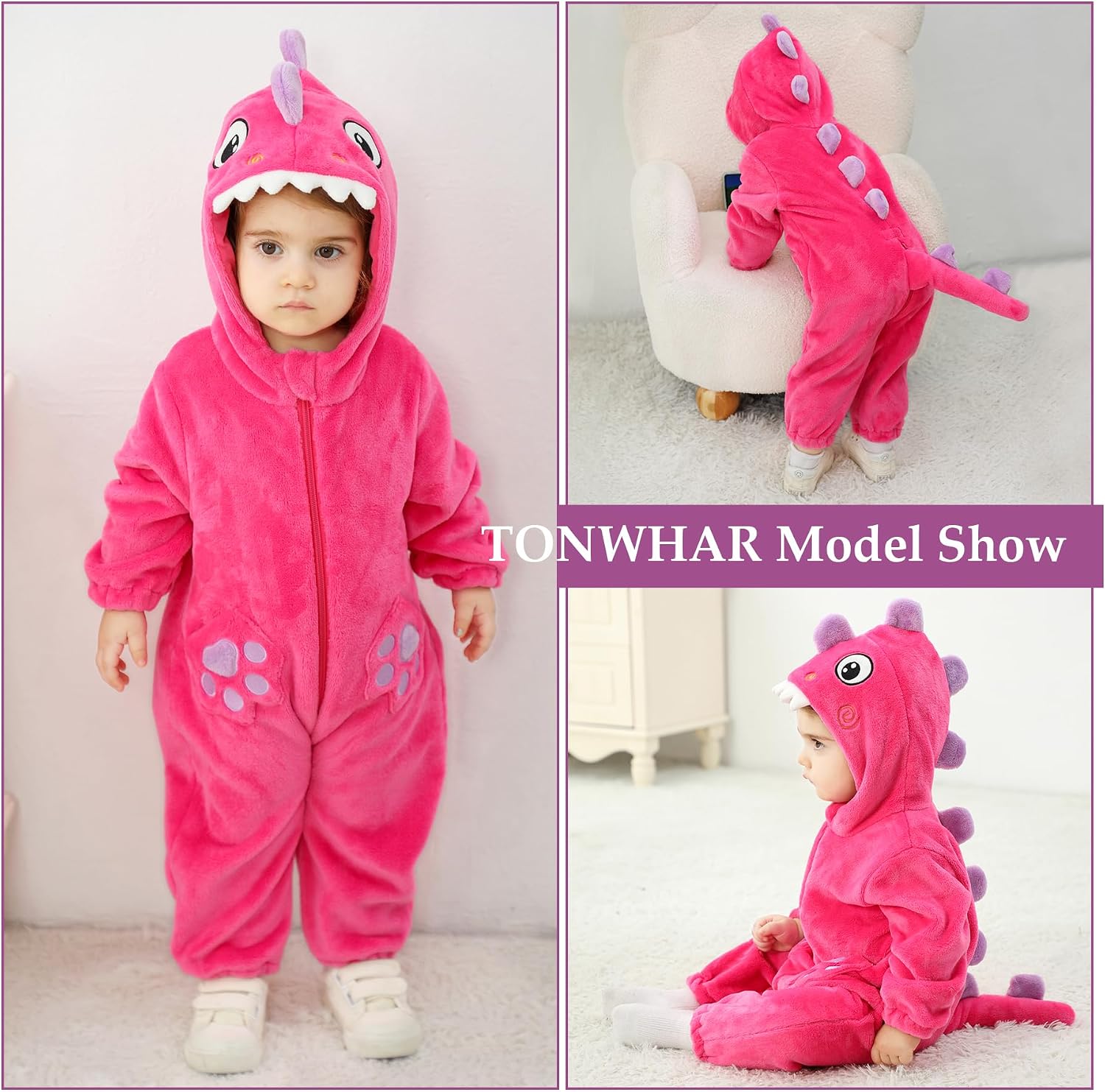 Detalle de TONWHAR Dinosaur Costume Romper, Polyester Flannel