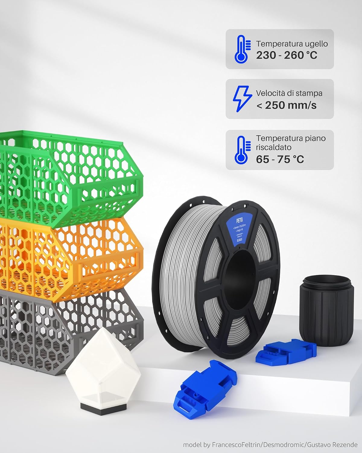 Thumbnail 4 de ELEGOO PETG 1KG 1,75 mm Filamento per stampa 3D