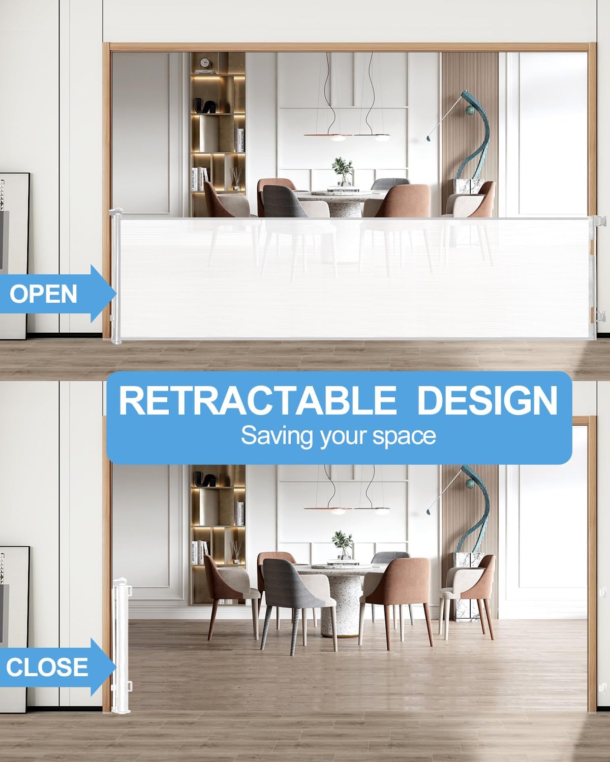 Thumbnail 3 de Lexixi ibao Retractable Mesh Baby & Dog Gate (86cm tall, extends up to 300cm wide) – White