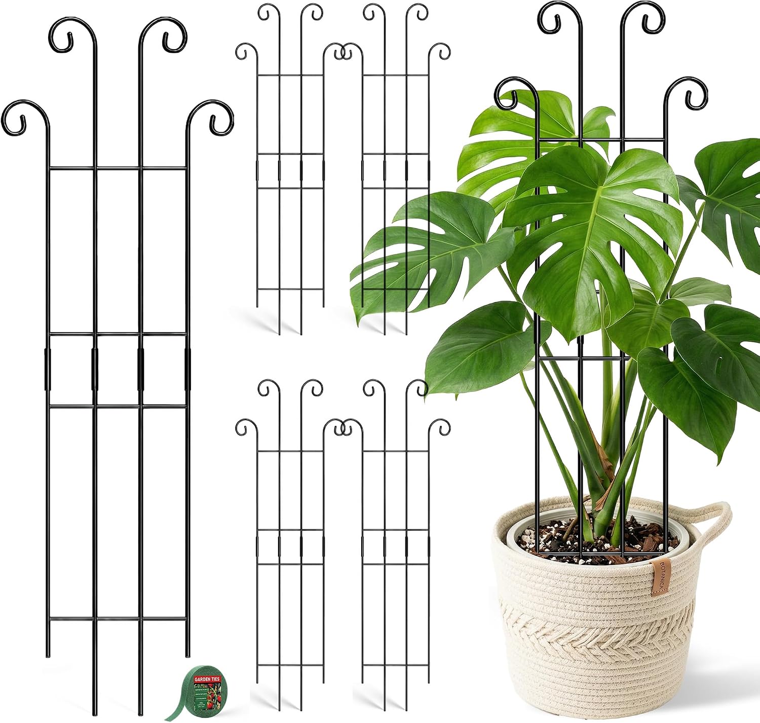 Detalle de COVERTIFY 32.6in Metal Plant Trellis for Monstera, Expandable with Garden Ties