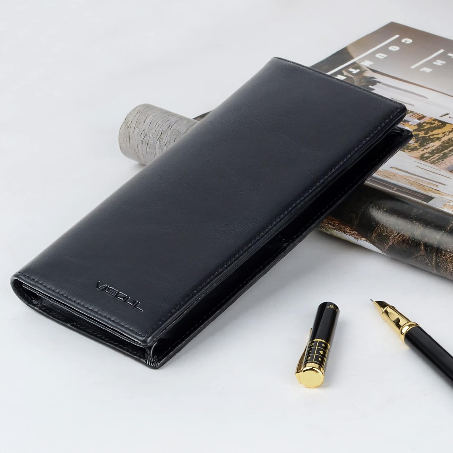 Thumbnail 4 de VISOUL Portafoglio Lungo in Vera Pelle RFID Nero