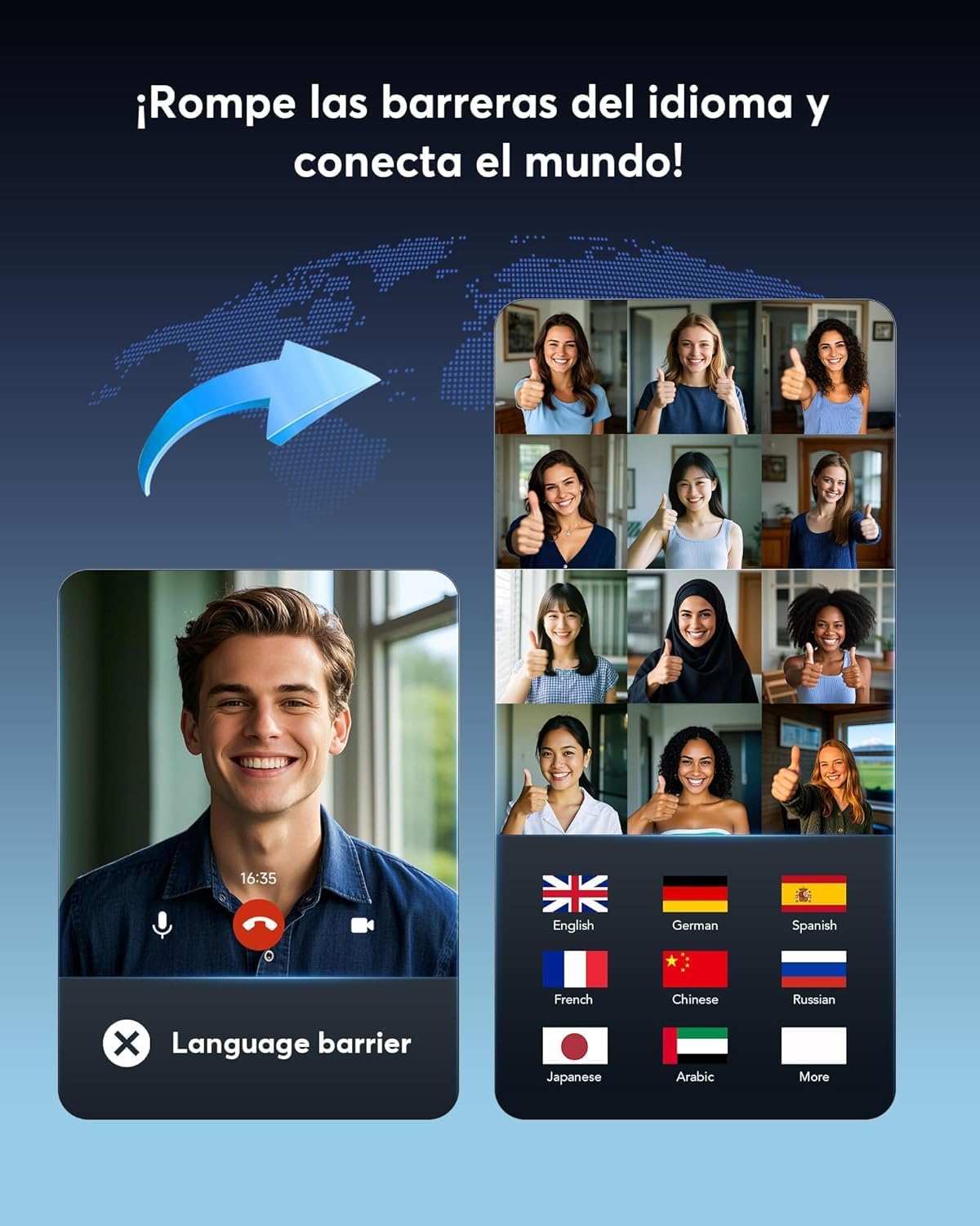 Thumbnail 4 de Paekole Auriculares Traductor en Tiempo Real con IA: Traducción en 198 Idiomas y Sonido HD