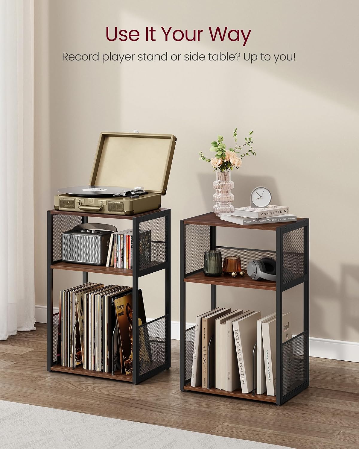Thumbnail 5 de VASAGLE Record Player Stand, 3-Tier Side Table (ULET275K02) — A Quietly Rugged Home for Your Turntable, Records, and Daily Essentials