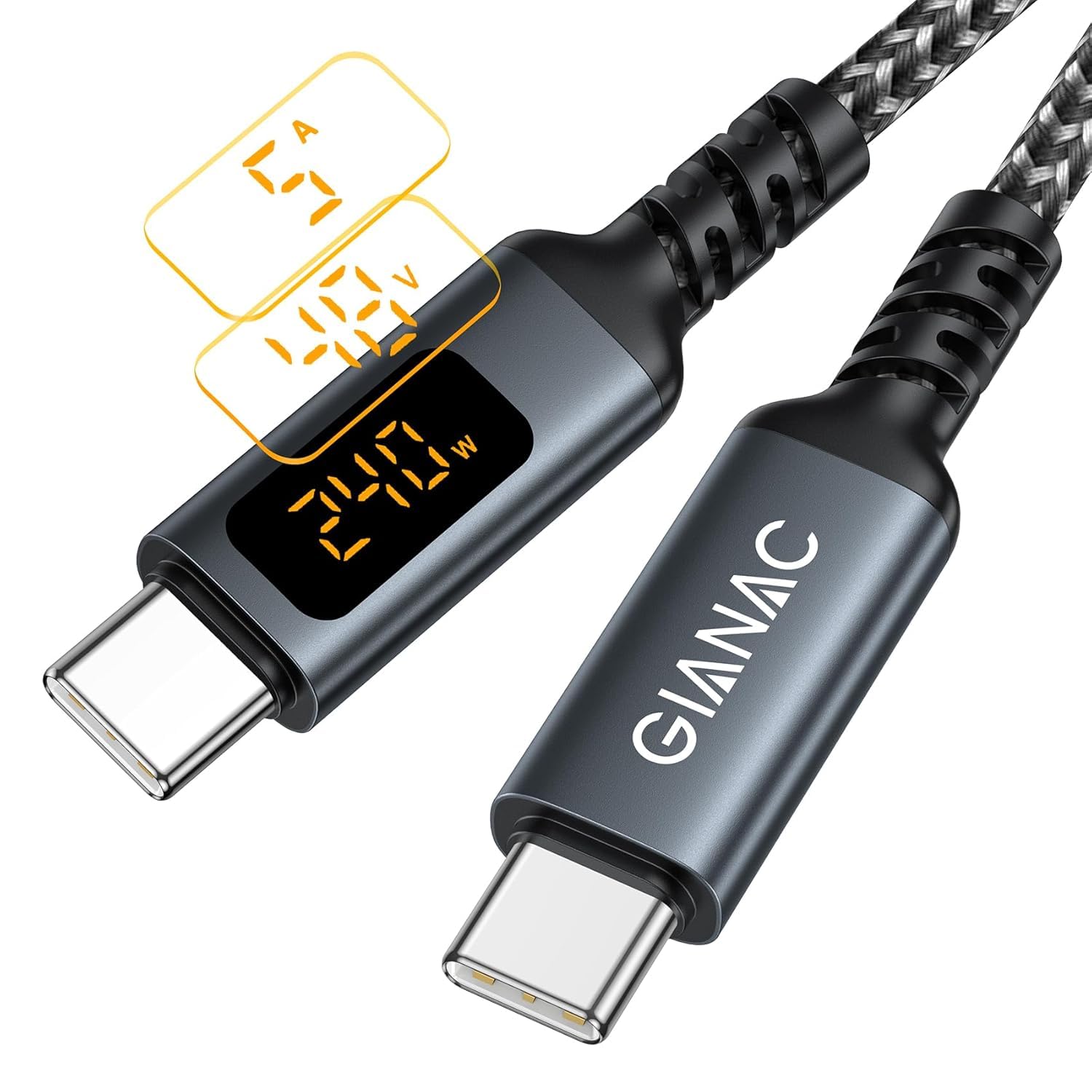 Detalle de GIANAC 240W USB C Kabel mit LED-Display 2m ⚡