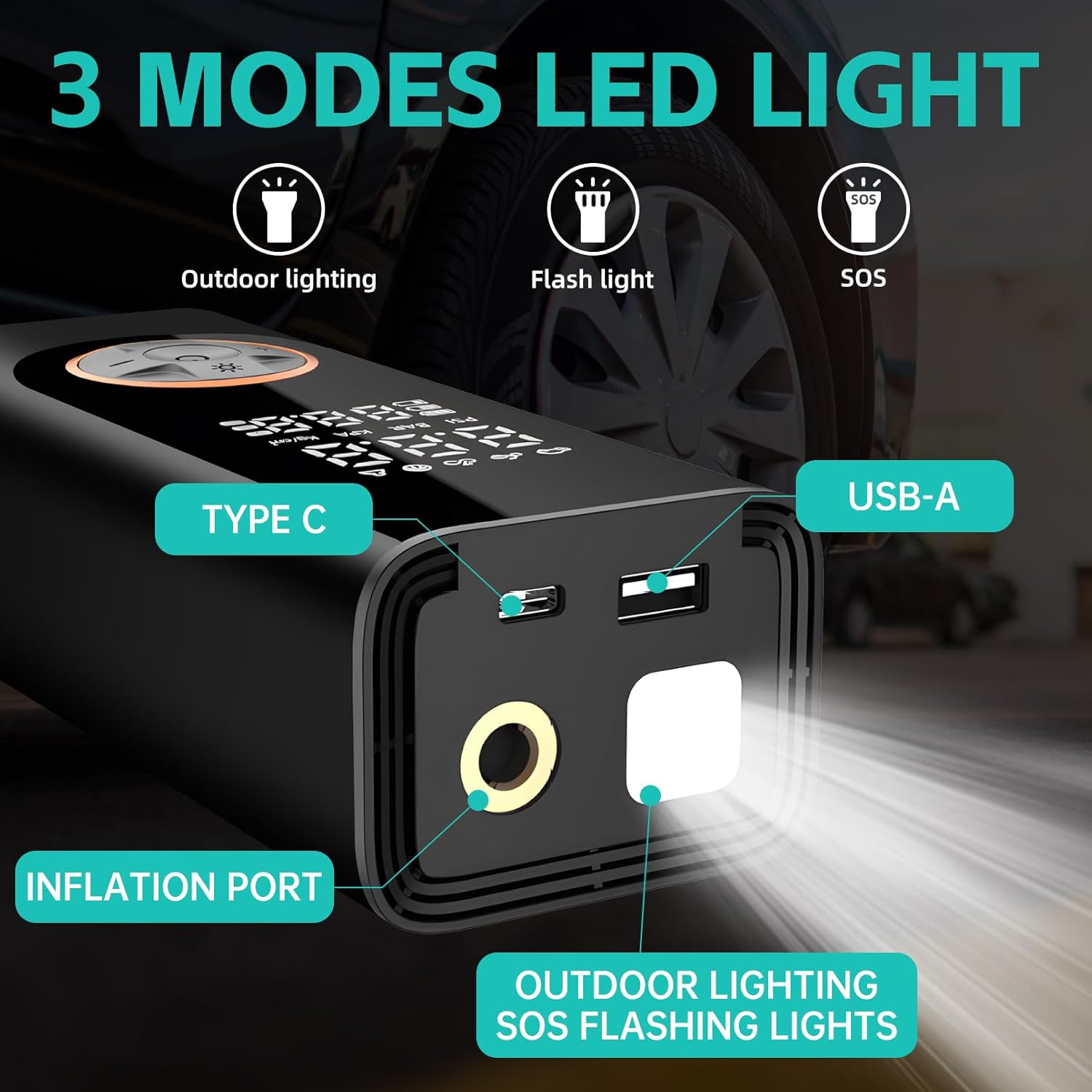 Thumbnail 4 de Cordless Tyre Inflator 150 PSI Portable Air Compressor ⛽