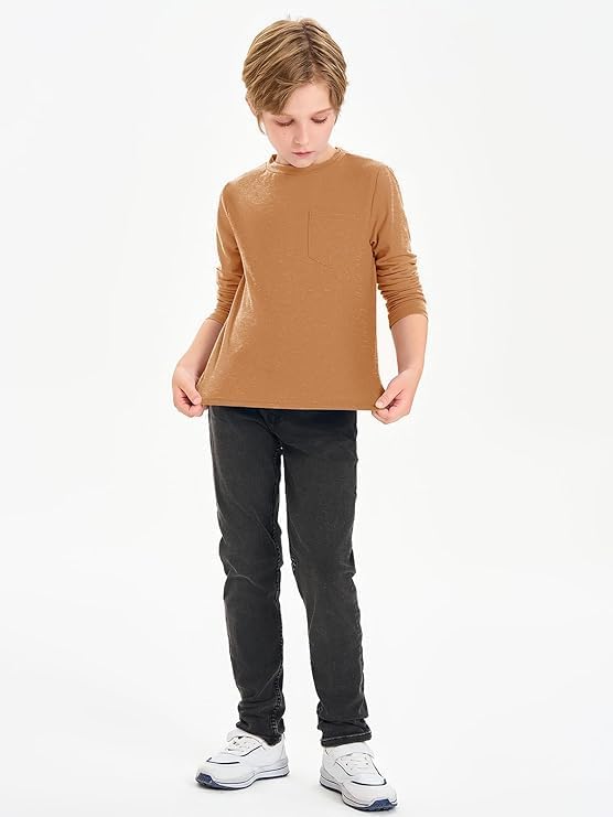 Thumbnail 3 de Haloumoning T-shirt met lange mouwen voor jongens, effen met borstzak