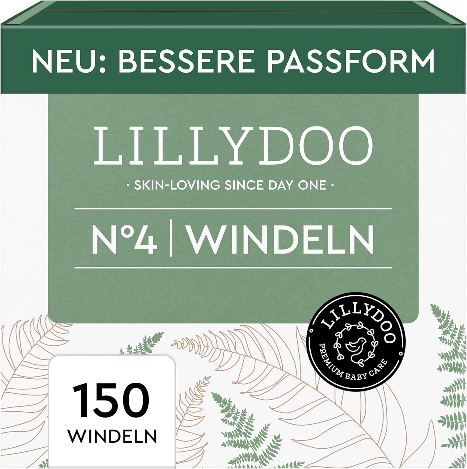 Detalle de LILLYDOO green Windeln Größe 4 (9+ kg) – Monatsbox 150 Stück mit Blowout-Barriere, chlorfrei & unparfümiert