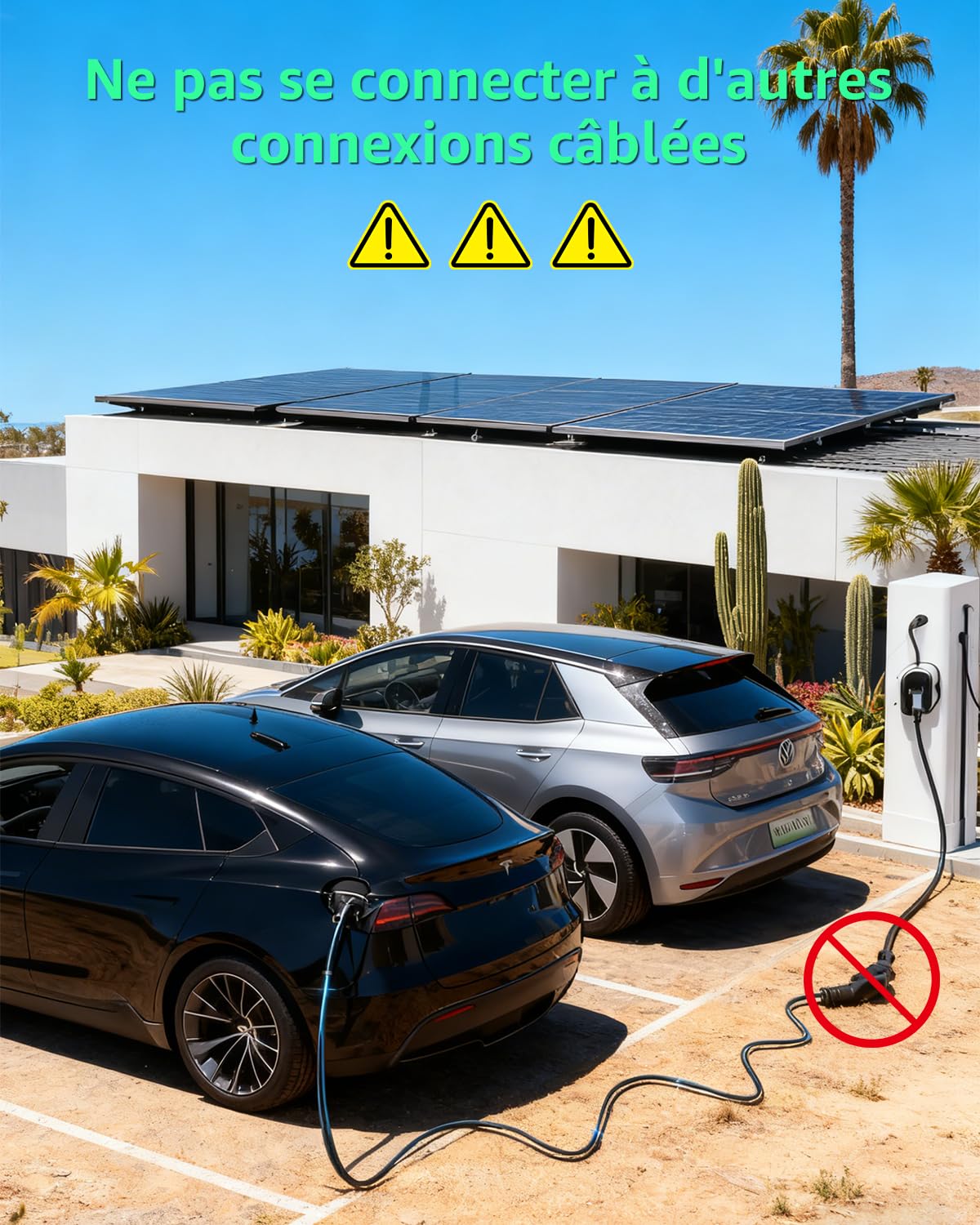 Detalle 2 de GONEO Type 2 Câble de Recharge Voiture Électrique 22kW – 10 m, IP54, CCS2/Type 2, Sac de rangement