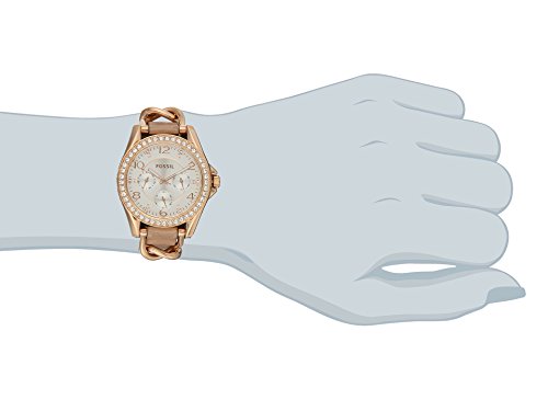 Thumbnail 1 de Fossil Montre Riley pour Femmes – Mouvement Quartz Multifonction, boîtier 38 mm en Acier Inoxydable Or Rose et Bracelet en Cuir Véritable