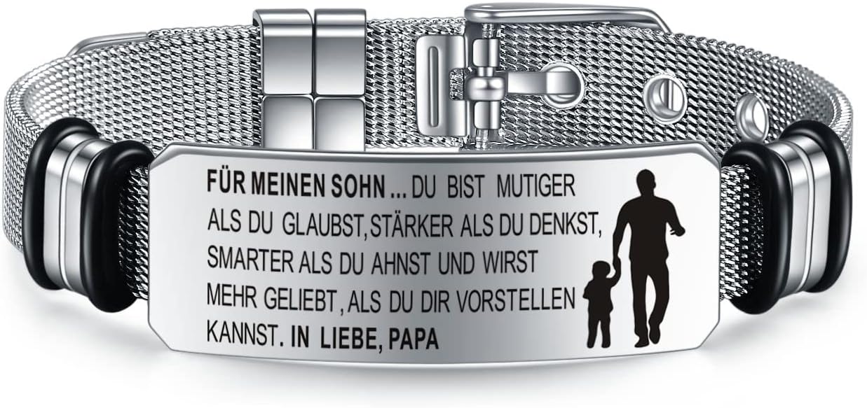 Detalle de YOTHIWAD Armband „An meinen Sohn“ mit Gravur aus 316L-Edelstahl – personalisiertes Geschenk zum Abschluss, Geburtstag & Weihnachten