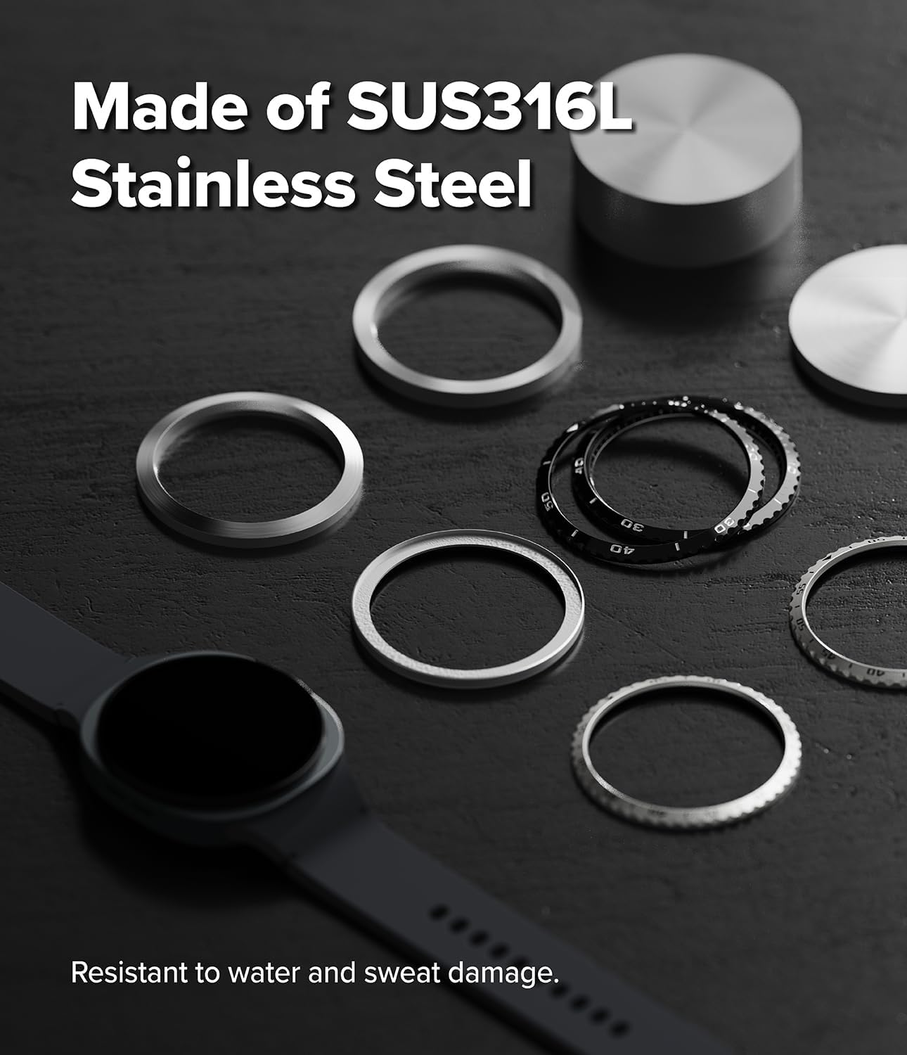 Detalle 2 de Ringke Bezel Styling for Samsung Galaxy Watch 8 44mm – Classic Silver Bezel Ring