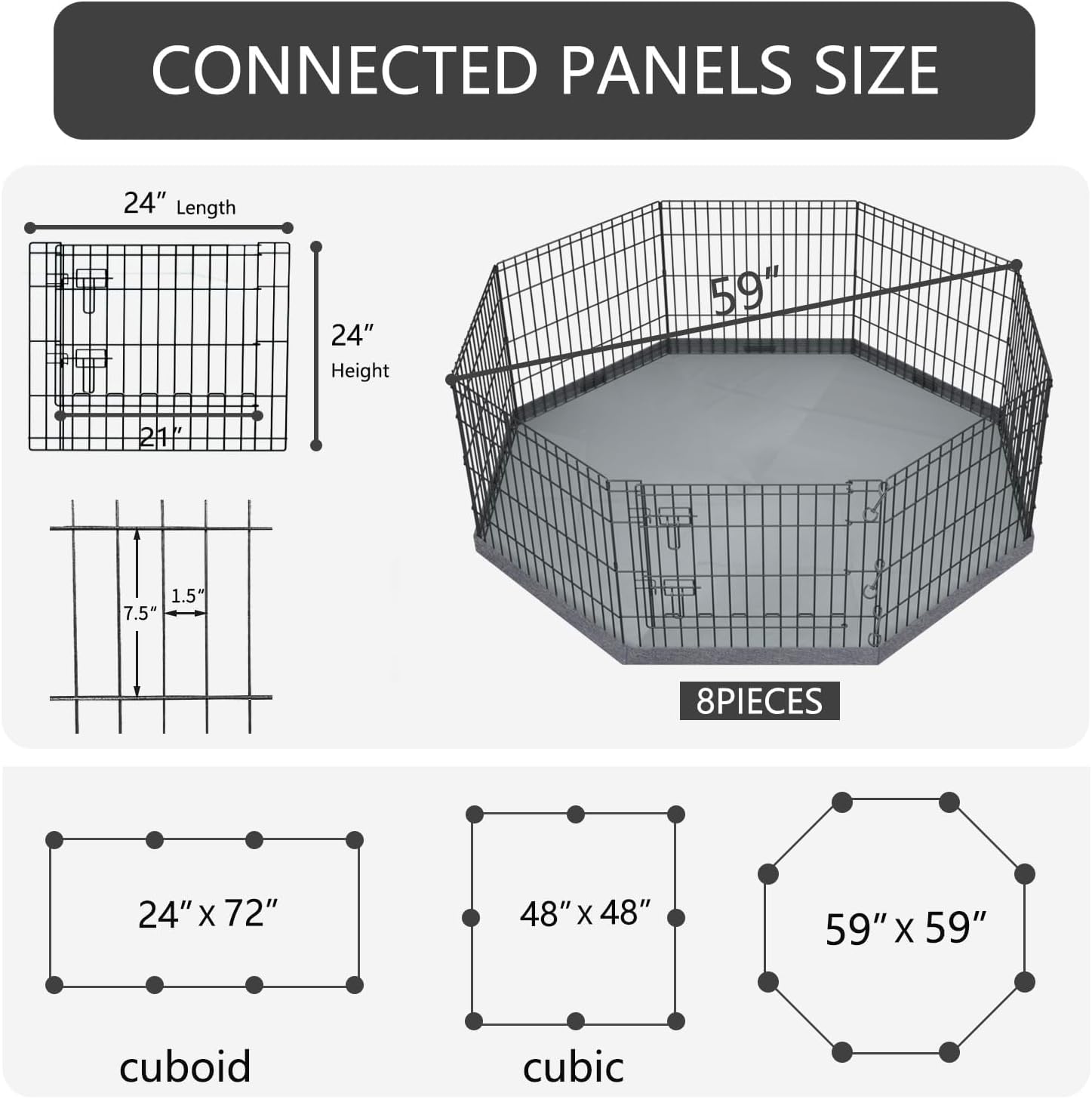 Thumbnail 2 de PETIME Foldable Dog Playpen 24" H