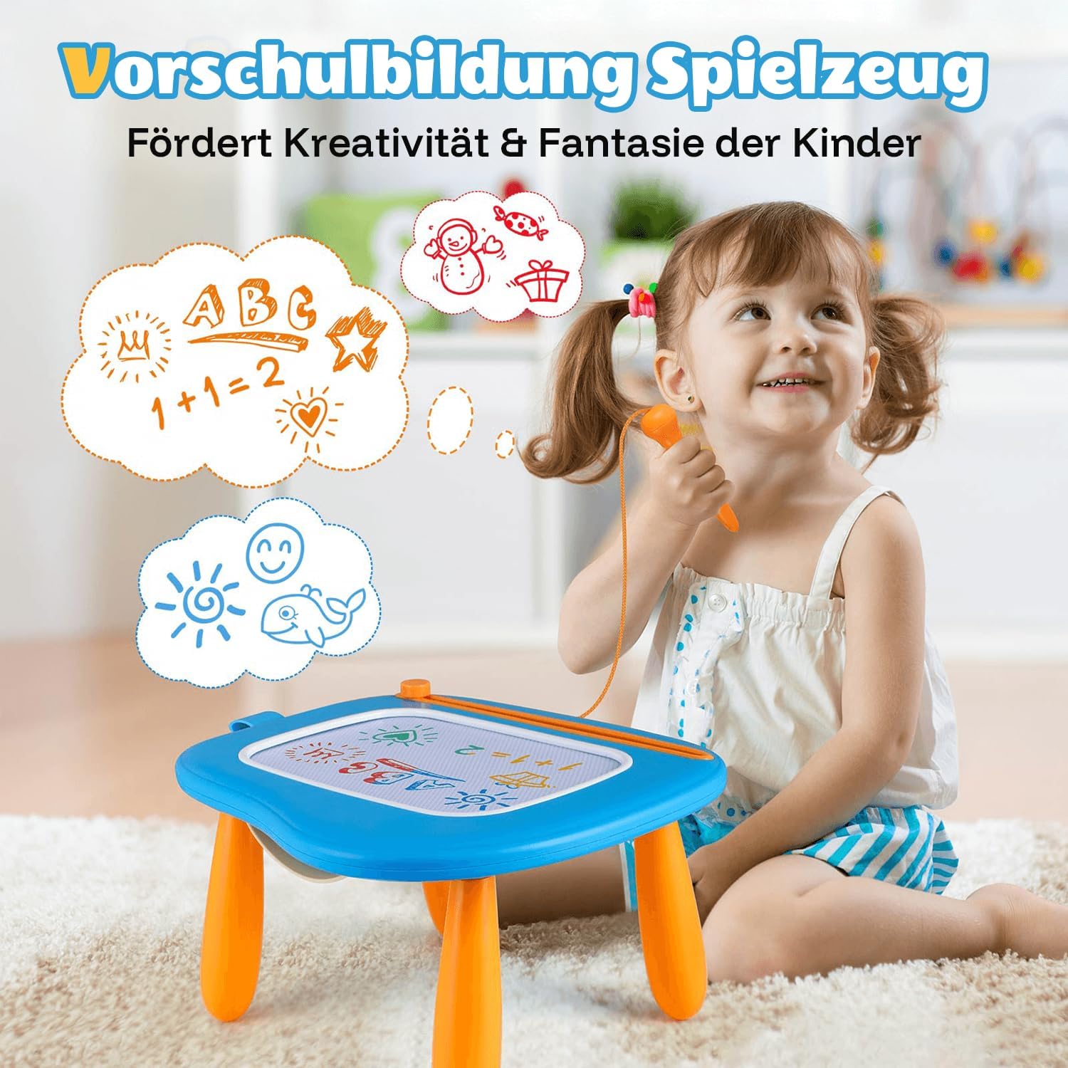 Detalle de Smasiagon magnetische Maltafel „Zaubertafel“ – löschbares Magnet-Zeichenbrett für Kinder (ab 1–3 Jahren), Marineblau
