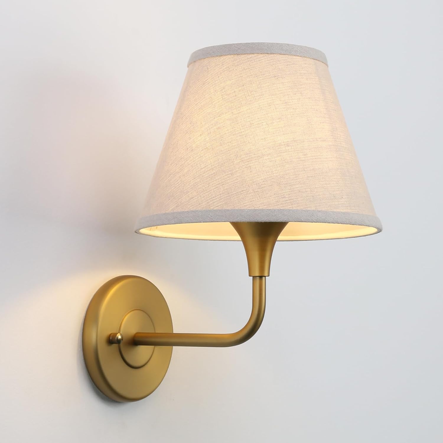 Detalle 1 de PERMO PMCA872-2 Hardwired Fabric Wall Sconces, Antique Brass, 2-Pack