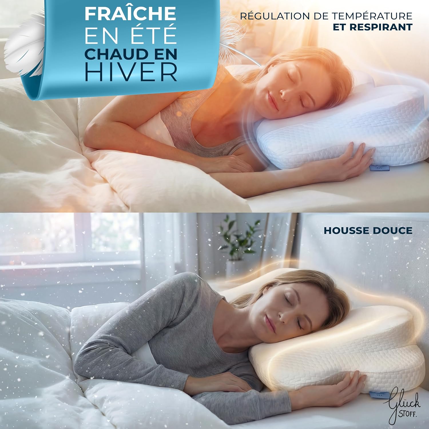 Thumbnail 5 de Glückstoff® Oreiller Ergonomique Allrounder en mousse à mémoire de forme, pour dormir sur le côté