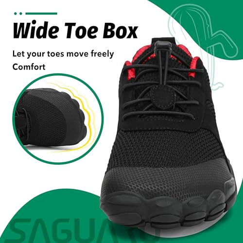 Thumbnail 3 de SAGUARO Barefoot minimalistas para training y trail running (Negro Hollín) – Zapatillas ultraligeras con puntera ancha, 38 EU