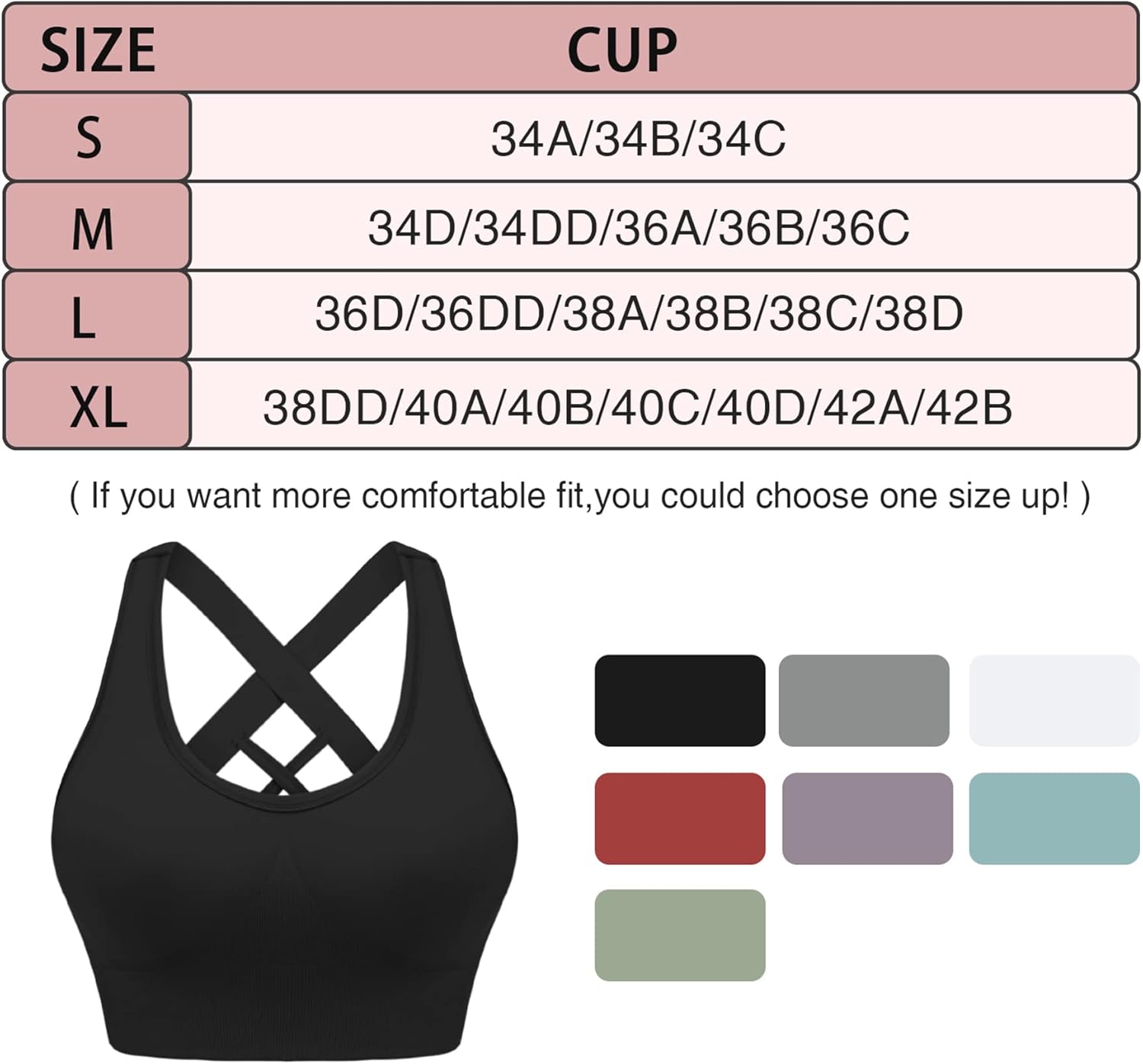 Thumbnail 5 de Leversic Reggiseno Sportivo da Donna – Reggiseno Yoga/fitness con spalline larghe, senza ferretto