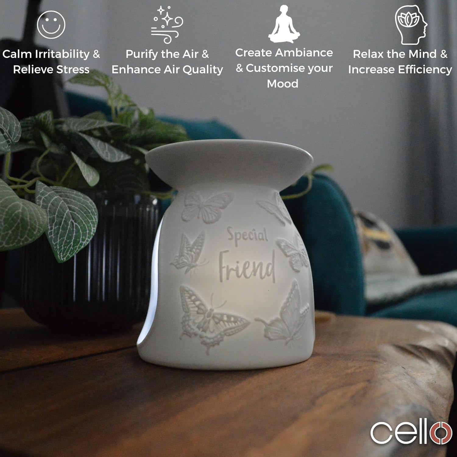 Thumbnail 3 de Cello Special Friend Tealight Wax Melt & Oil Burner with Butterfly Ornament
