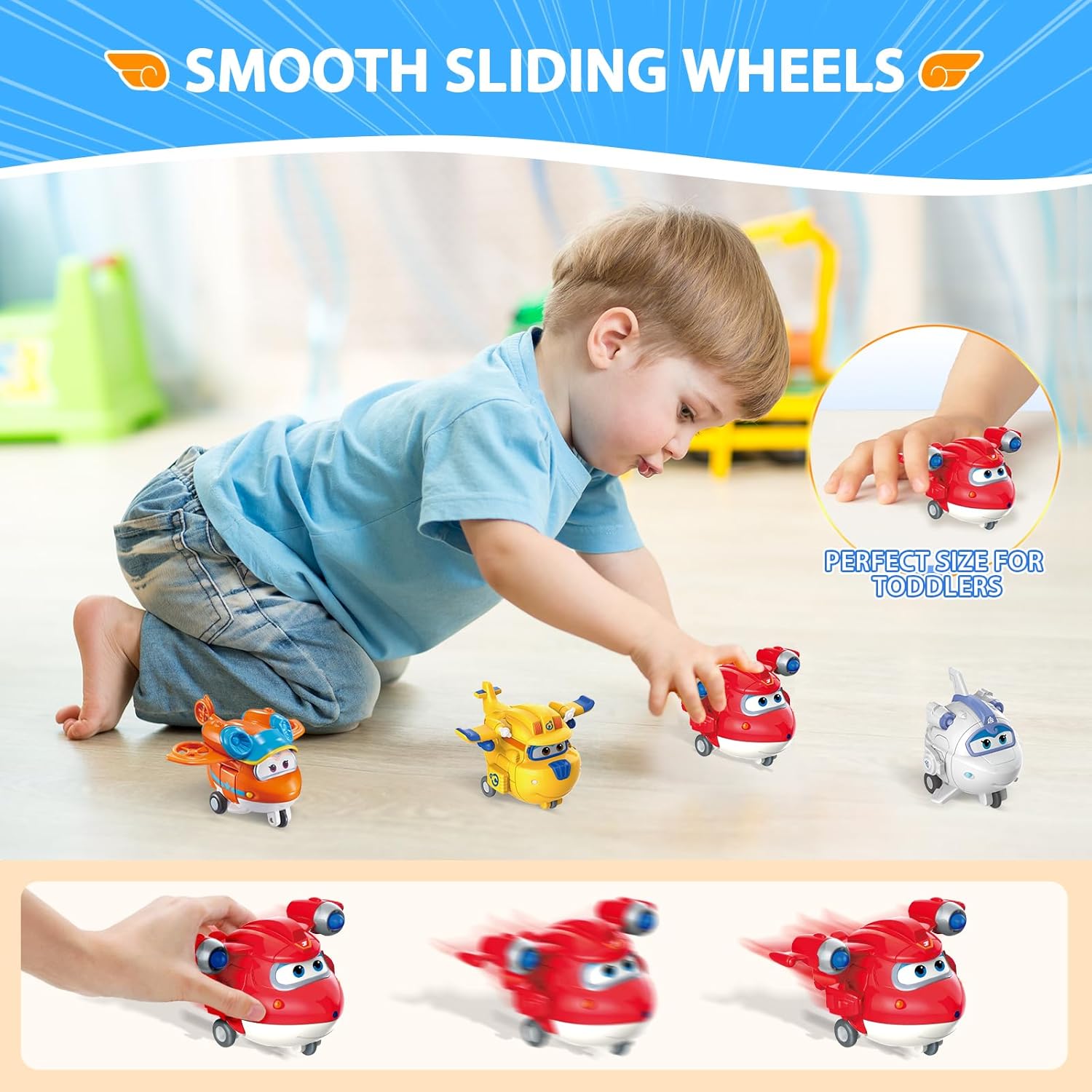 Detalle de Super Wings 2" Verwandlungsspielzeug 4er Pack mit Supercharged Jett, Donnie, Astra & Sunny