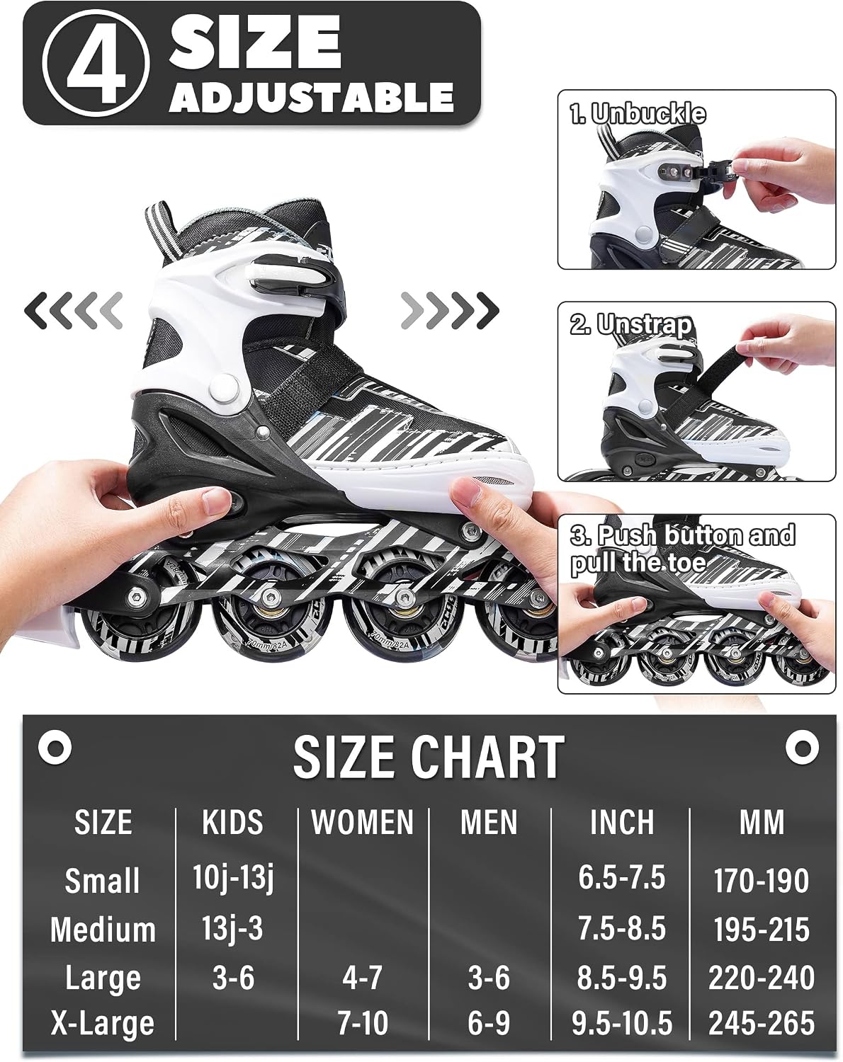Detalle de ECOO Kids' Adjustable Inline Skates