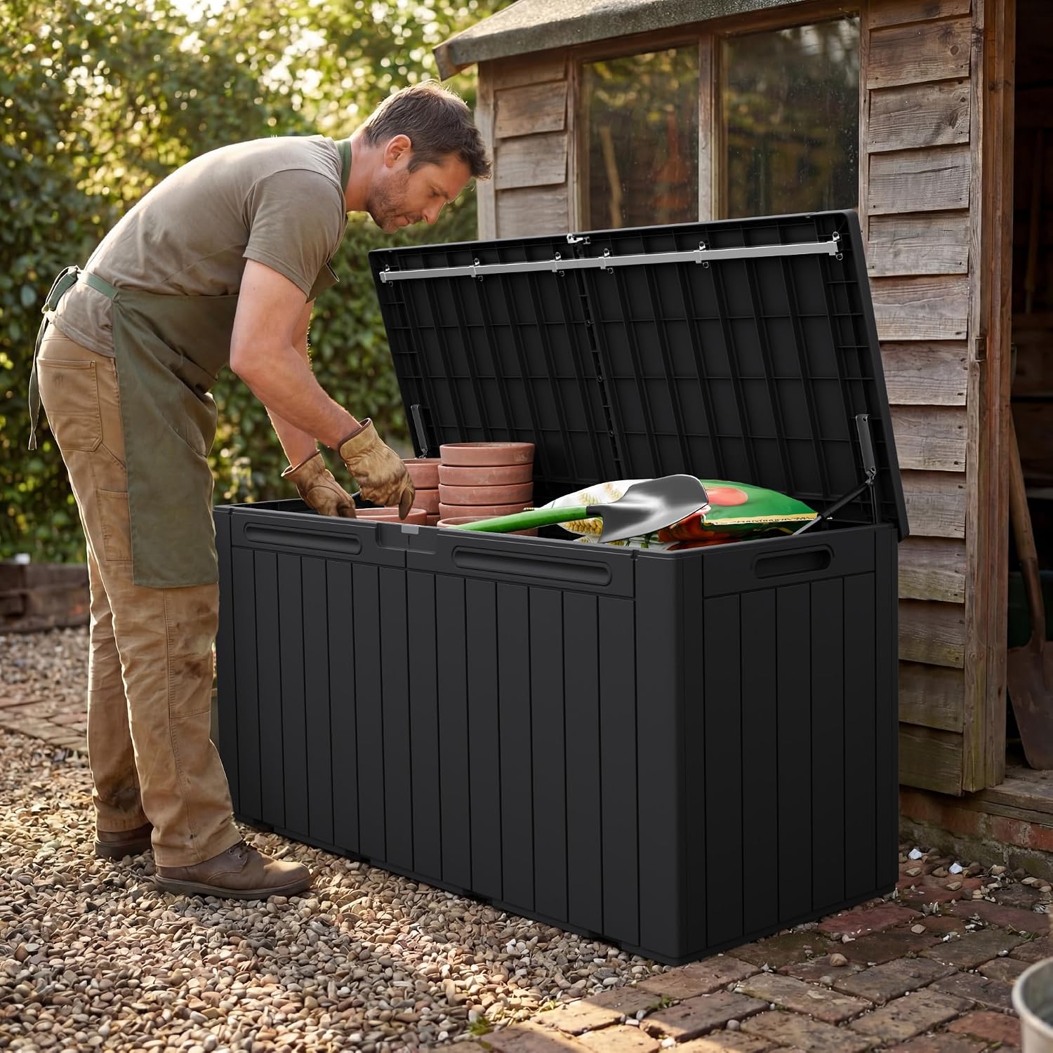 Thumbnail 6 de Greesum GS-PSB26 110-Gallon Outdoor Storage Box, Lockable Dark Black Deck Box