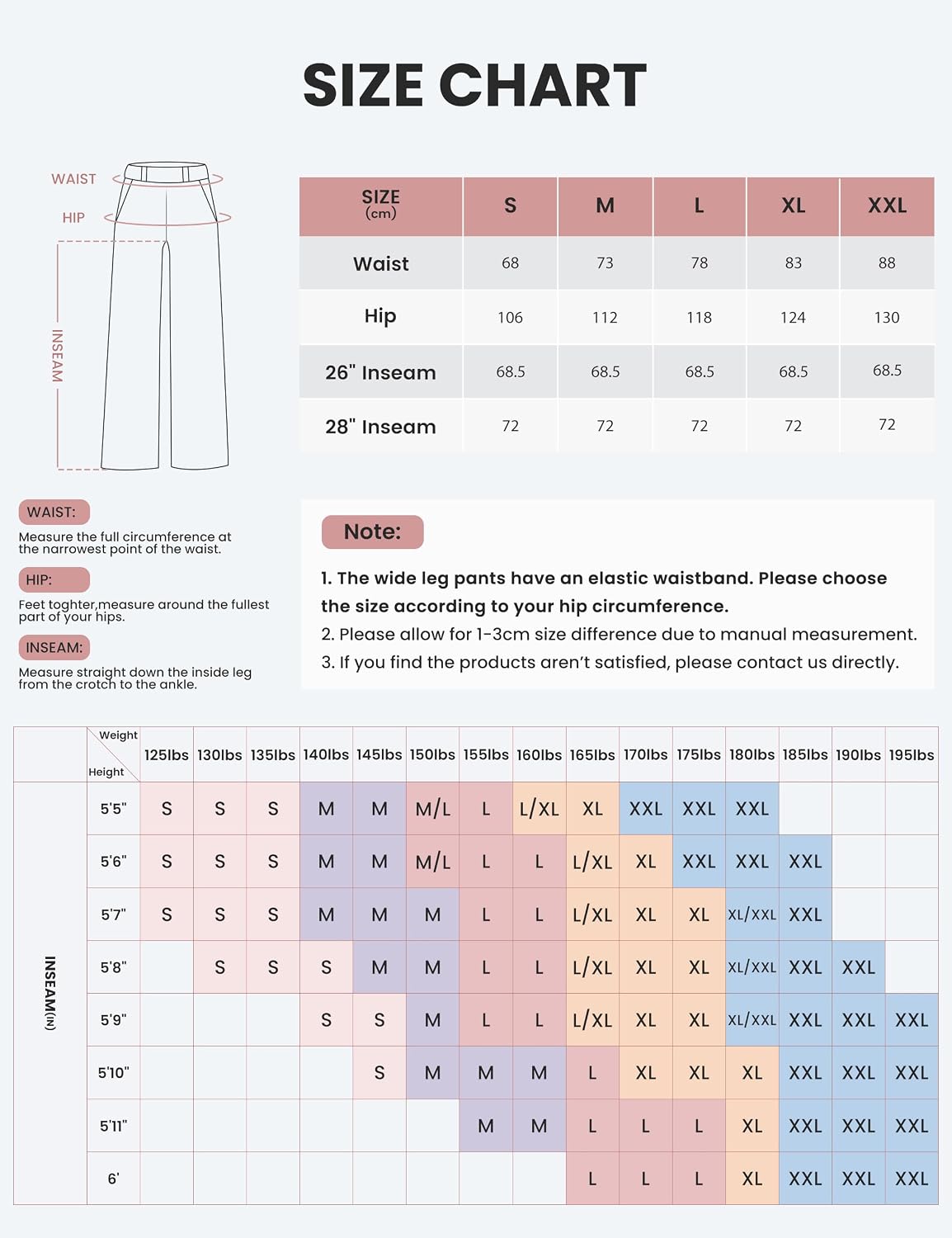 Detalle de Desol Waffel Lang Palazzo Hose für Damen mit Taschen – High Waist Sommerhose aus luftigem Stoff