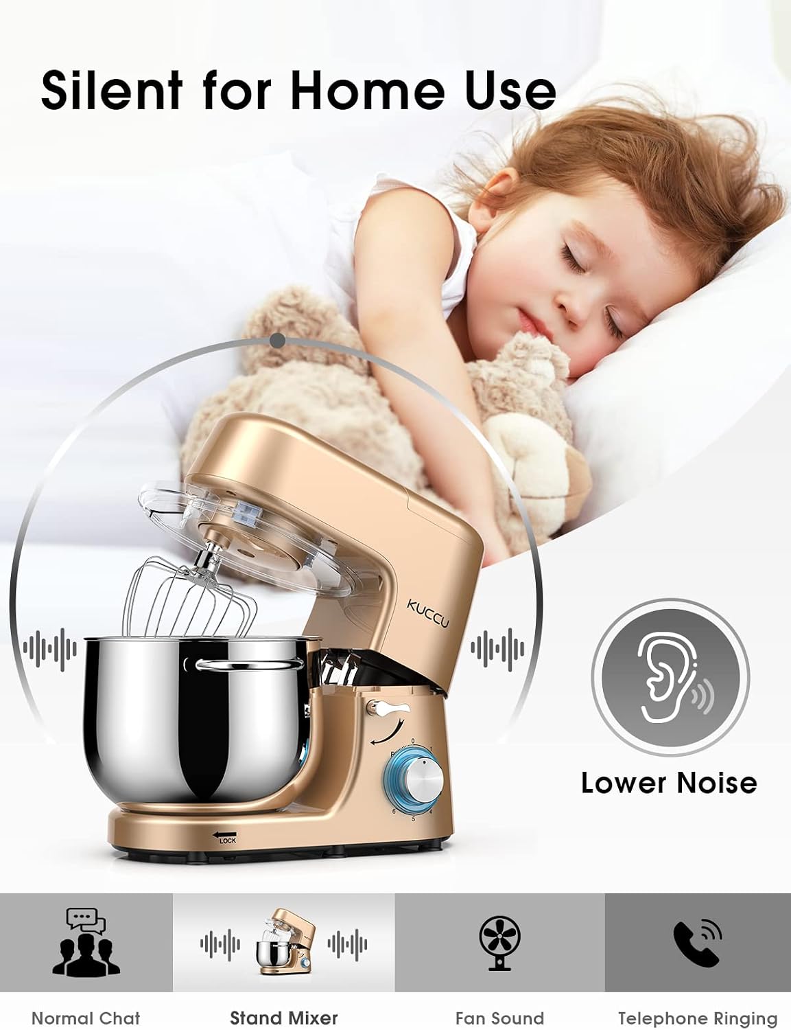 Thumbnail 5 de KUCCU SM-1508 Stand Mixer, 9.5 QT Bowl, 660W, 6 Speeds with Pulse