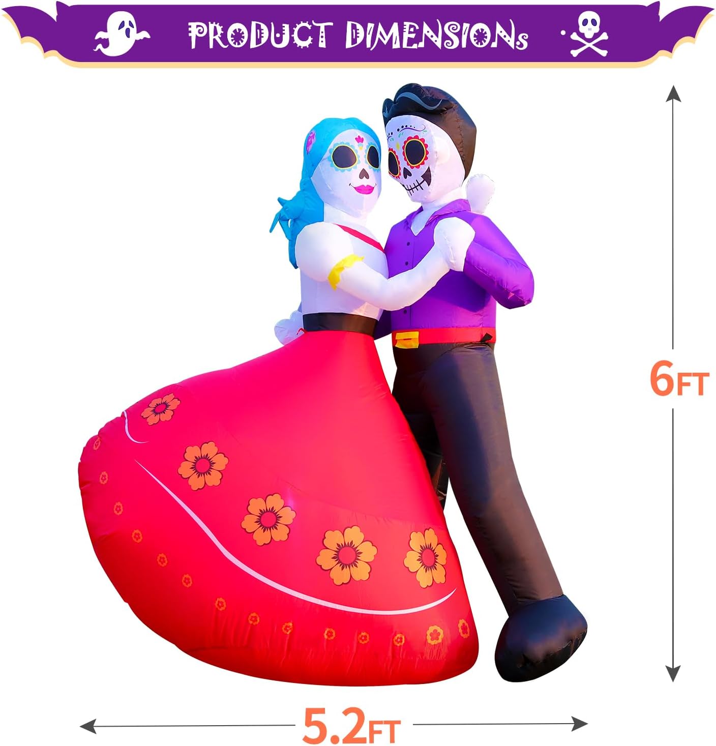 Thumbnail 2 de DomKom Dancing Couple 6FT Halloween Inflatable with Multicolor LEDs