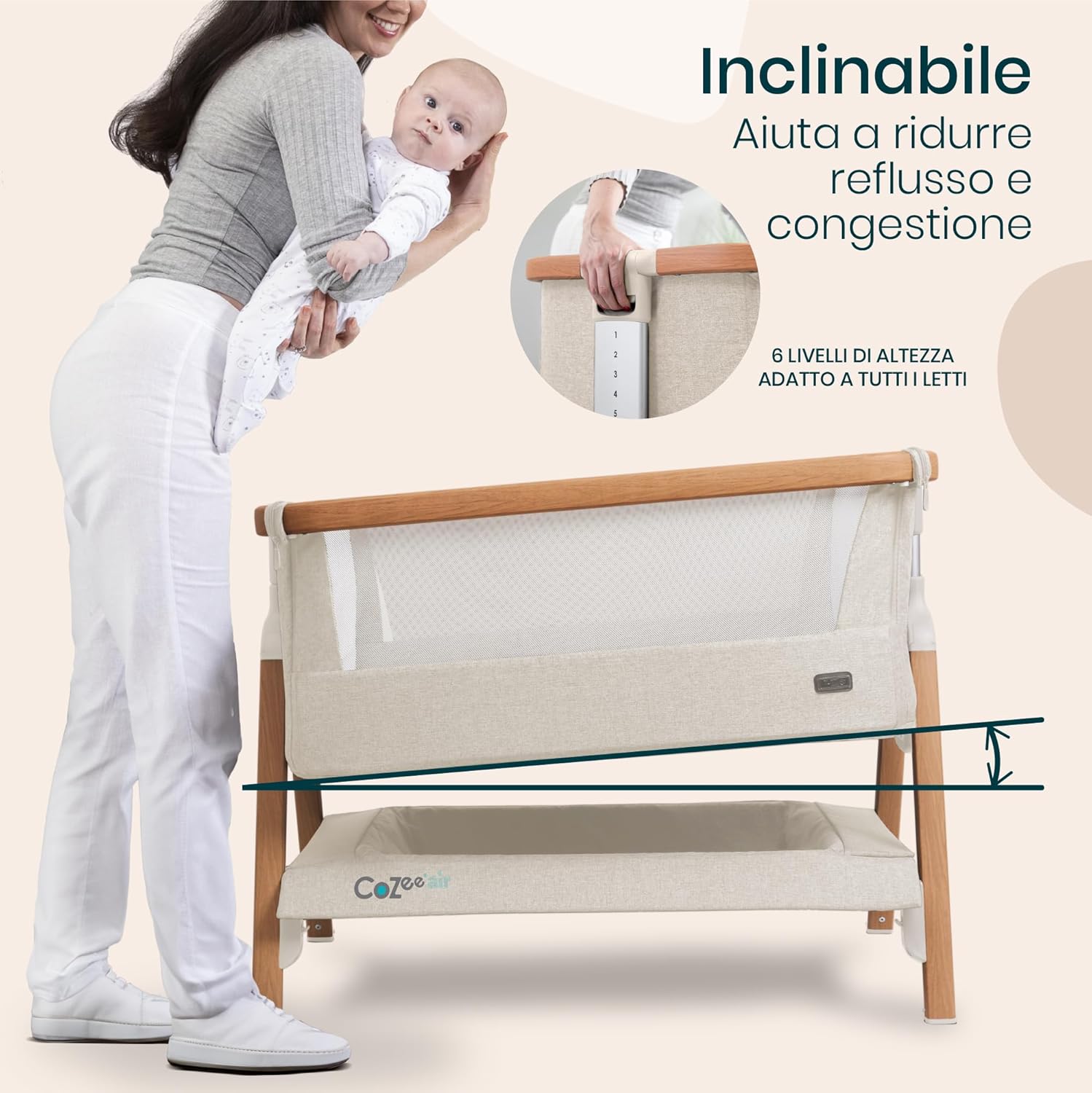 Thumbnail 4 de Tutti Bambini CoZee Air Culla neonato e culla co-sleeping 2 in 1 con borsa trasporto e materasso traspirante