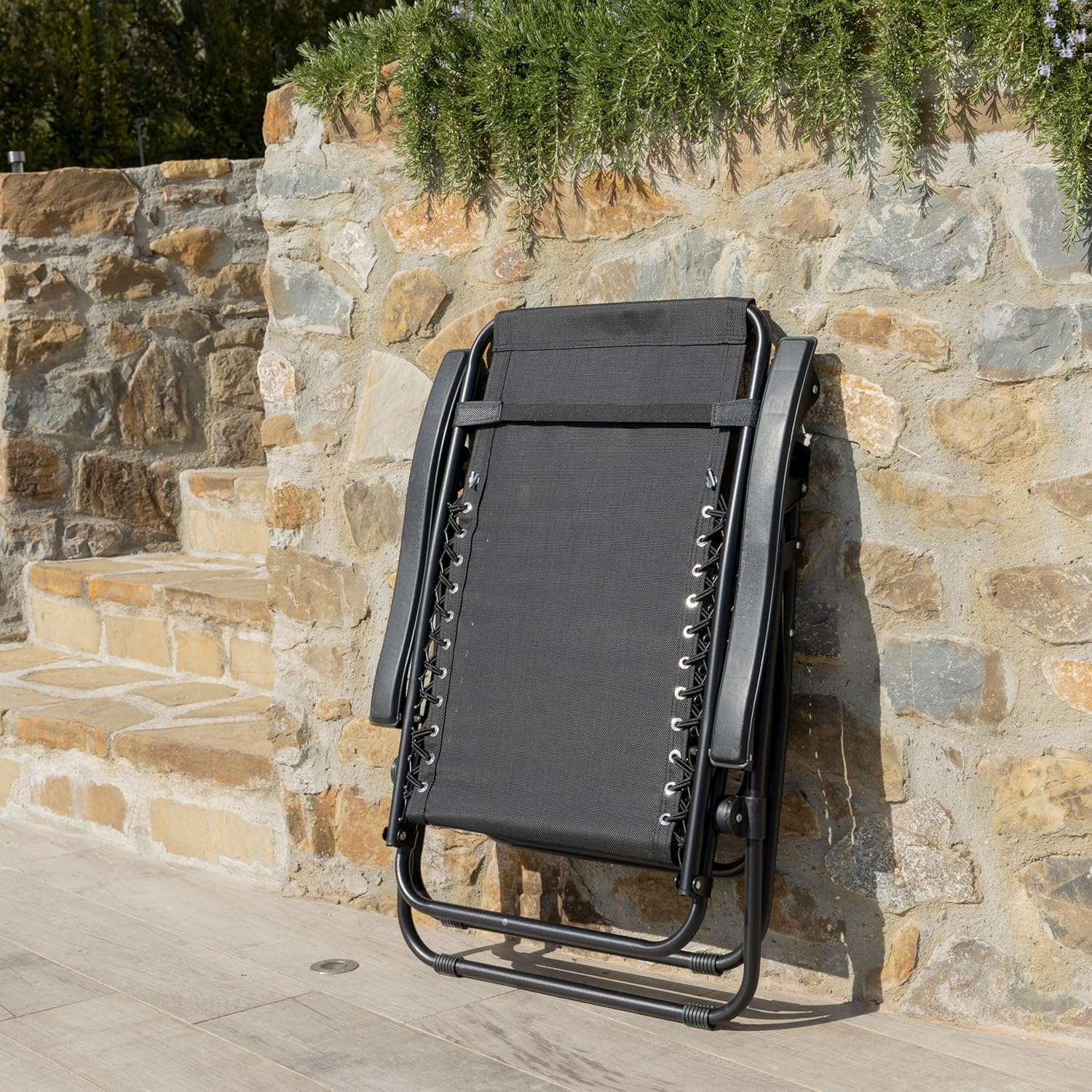 Thumbnail 6 de Baroni Home Sedia Sdraio Zero Gravity pieghevole da esterno 165x65x93 cm grigio