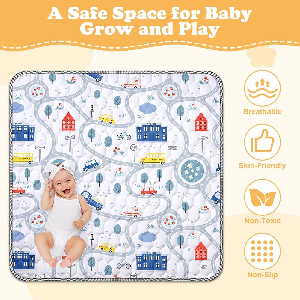 Detalle de Aolso 127x127 cm Baby Play Mat – Foldable, Non-Slip & Waterproof Floor Mat