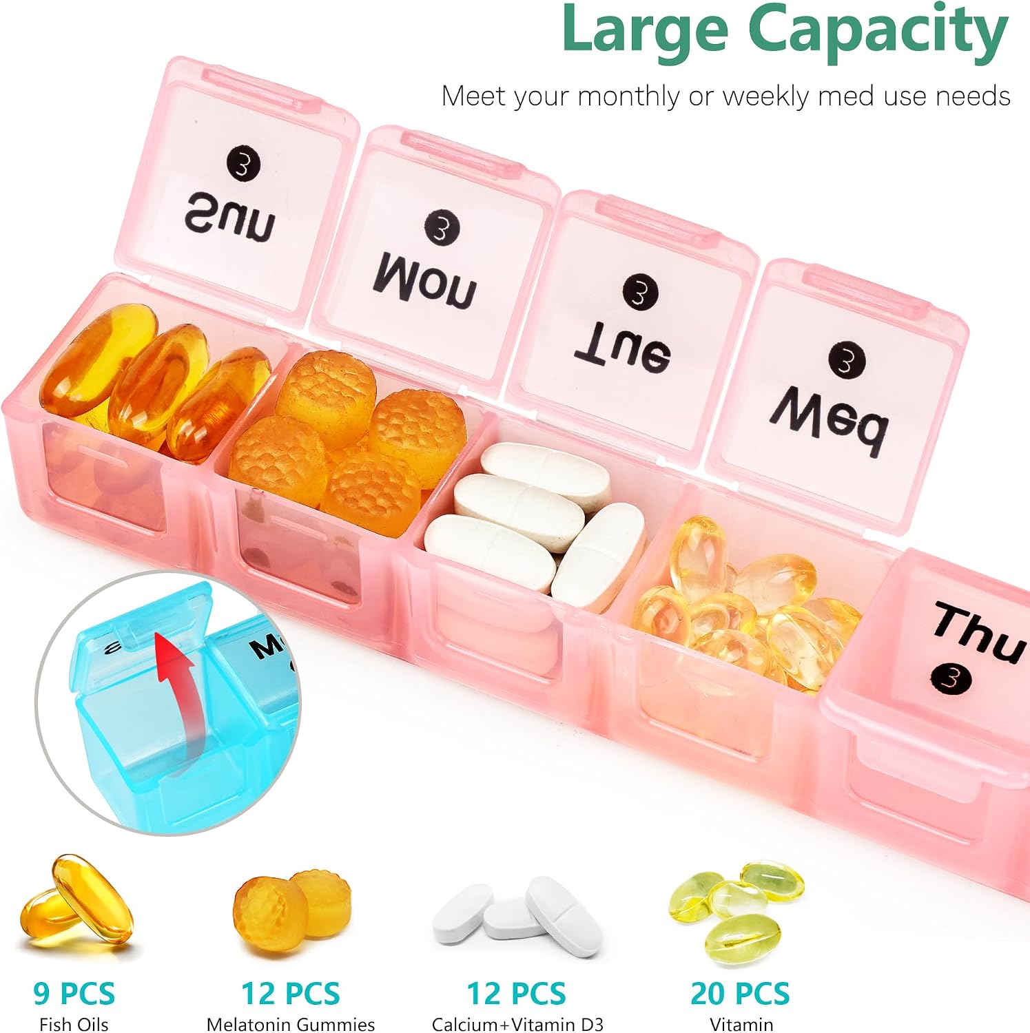 Detalle 2 de FHORAIN Monthly Pill Organiser XL 28 Day