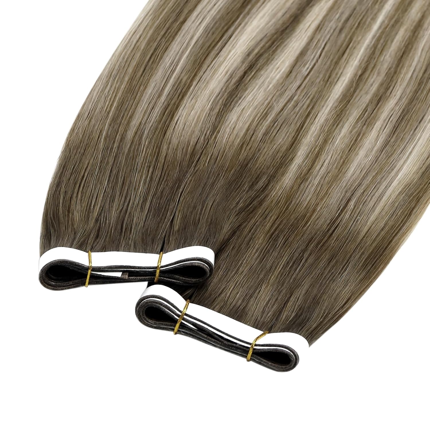 Detalle 2 de LaaVoo Tape-in Weft Echthaar Extensions Ombre Blond – 45 cm, 50 g pro Stück