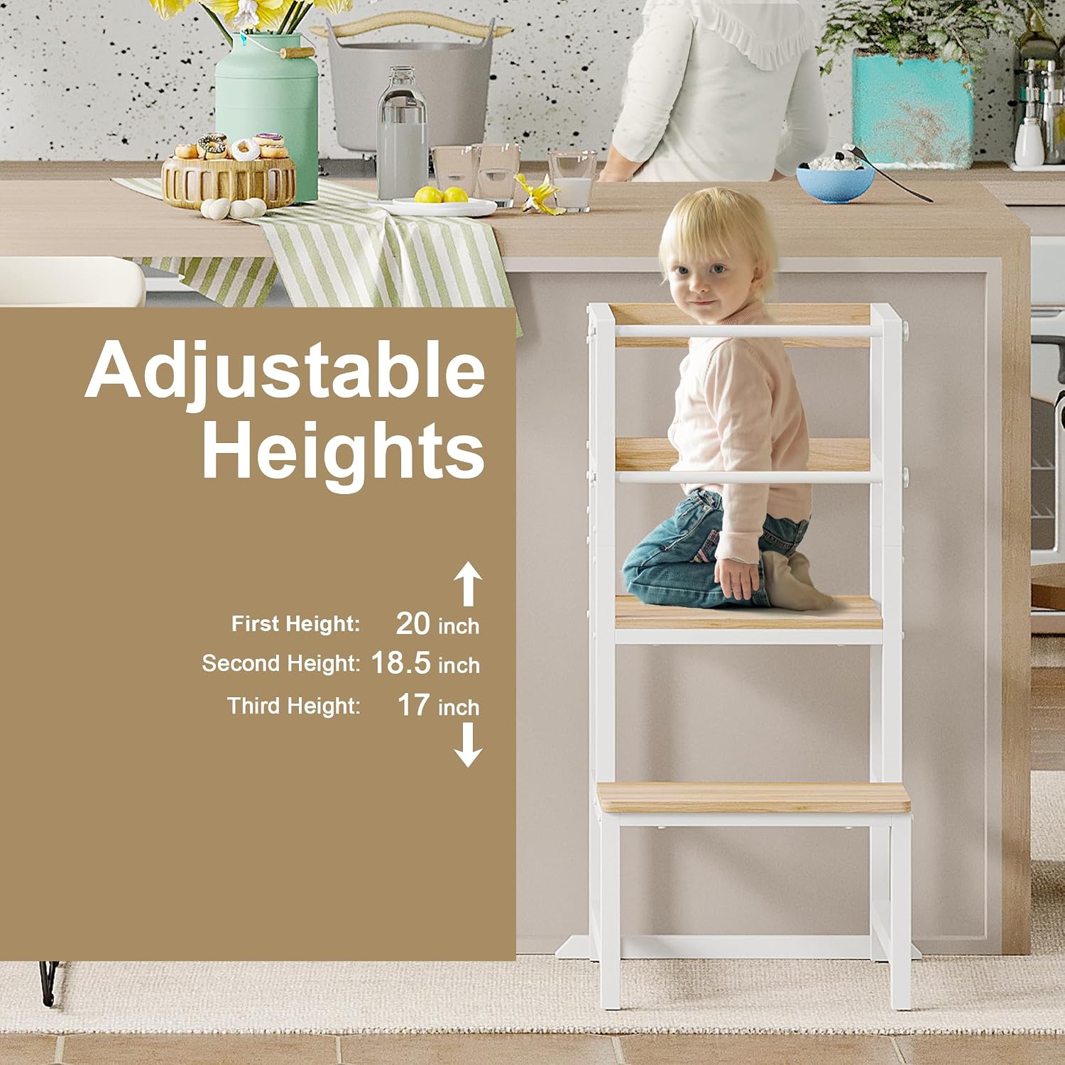 Thumbnail 3 de INNOD Toddler Kitchen Step Stool, Steel and Wood