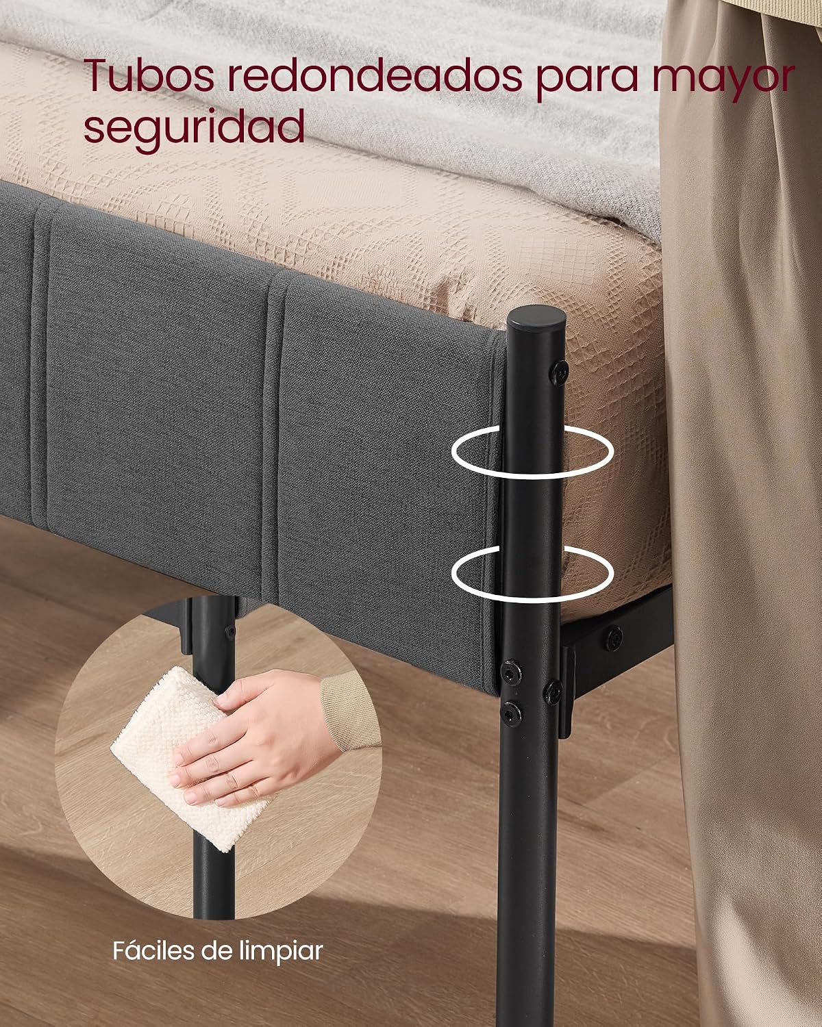 Thumbnail 4 de VASAGLE RMB976G02 marco de cama 135x190 cm